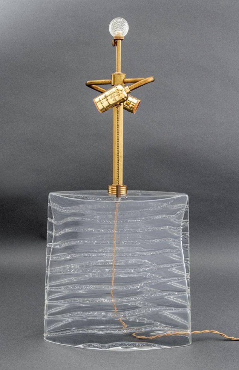 Lampe côtelée italienne en verre de Murano en vente 1