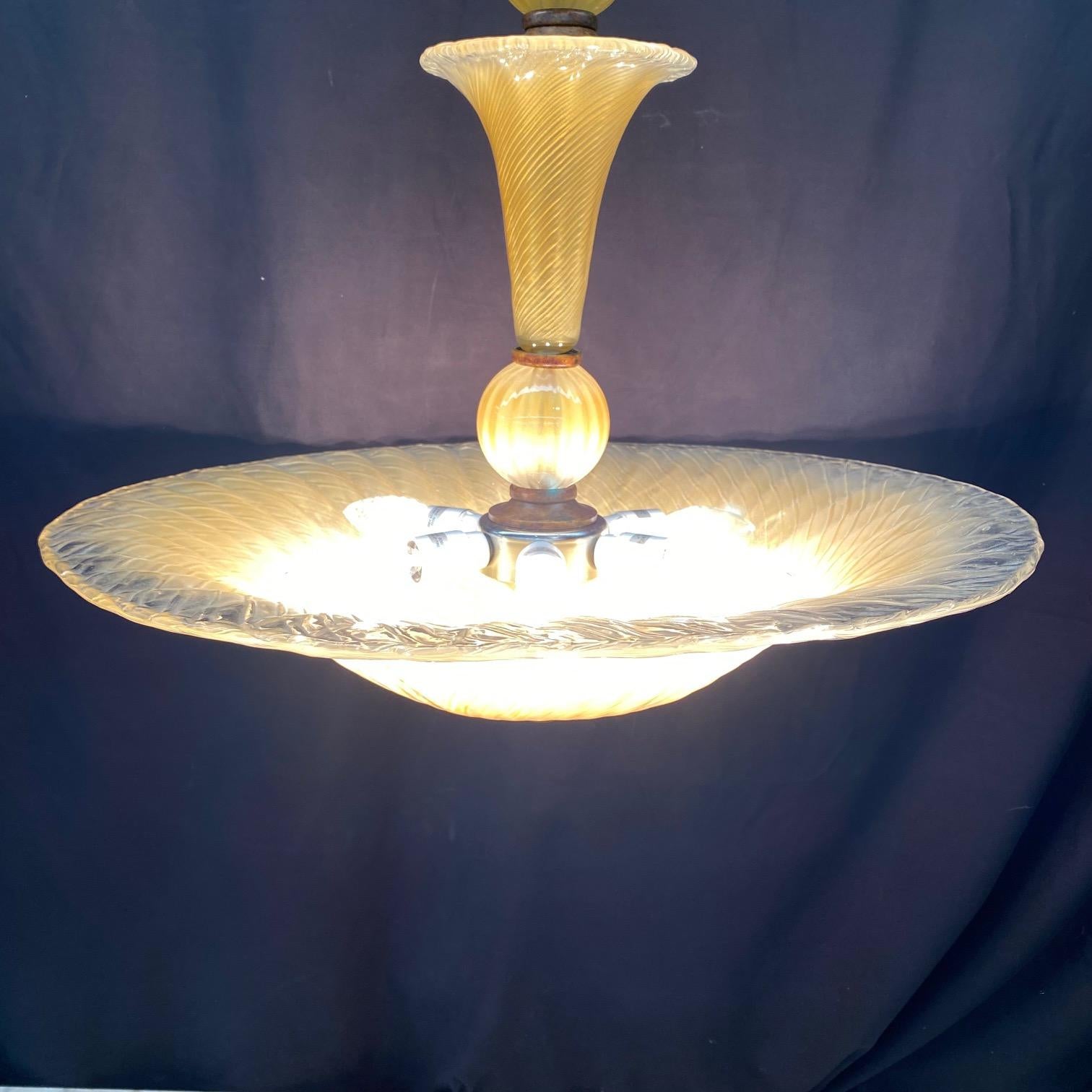 Mid-Century Modern Italian Murano Style Midcentury Glass Ceiling Lamp For Sale