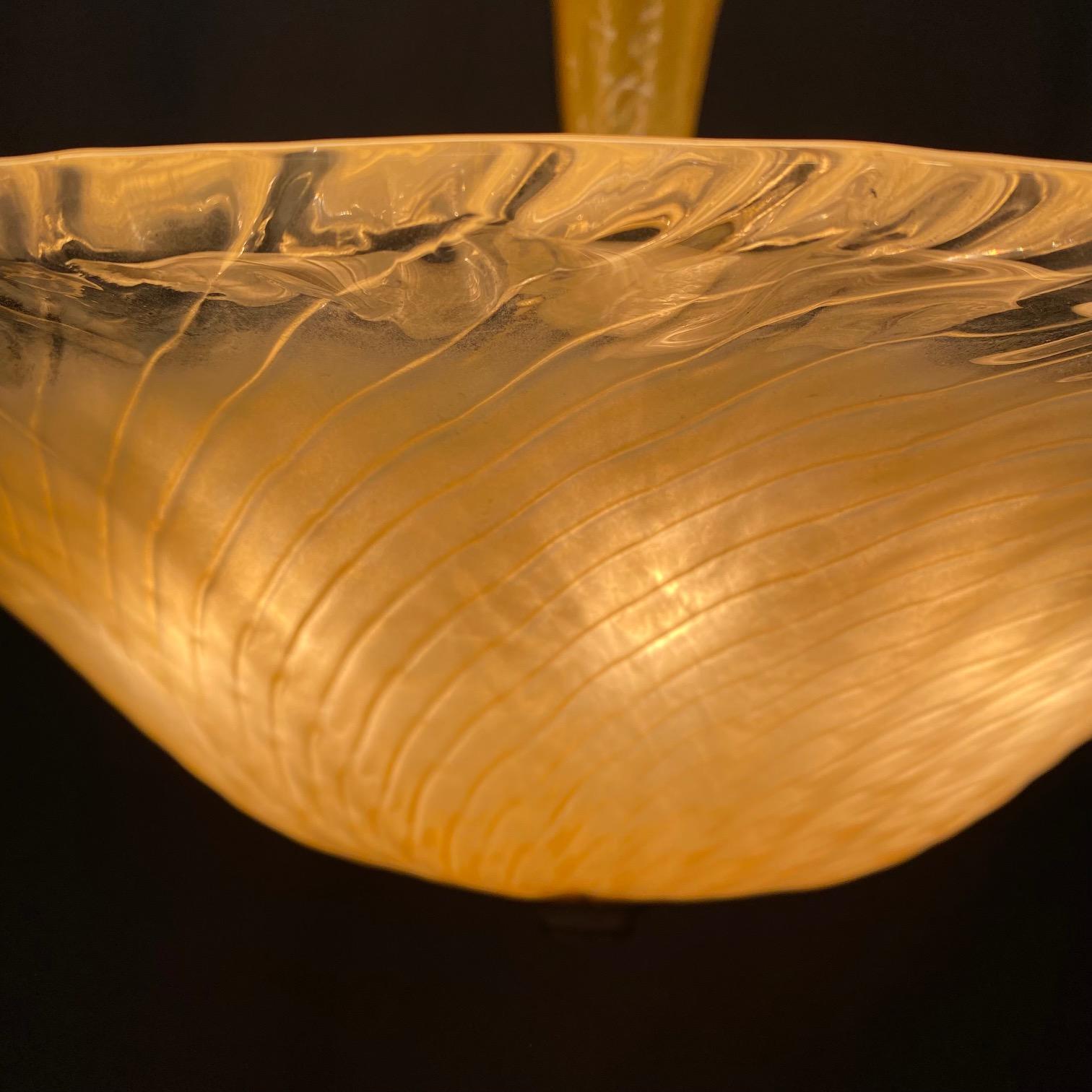 Italian Murano Style Midcentury Glass Ceiling Lamp In Good Condition For Sale In Hopewell, NJ