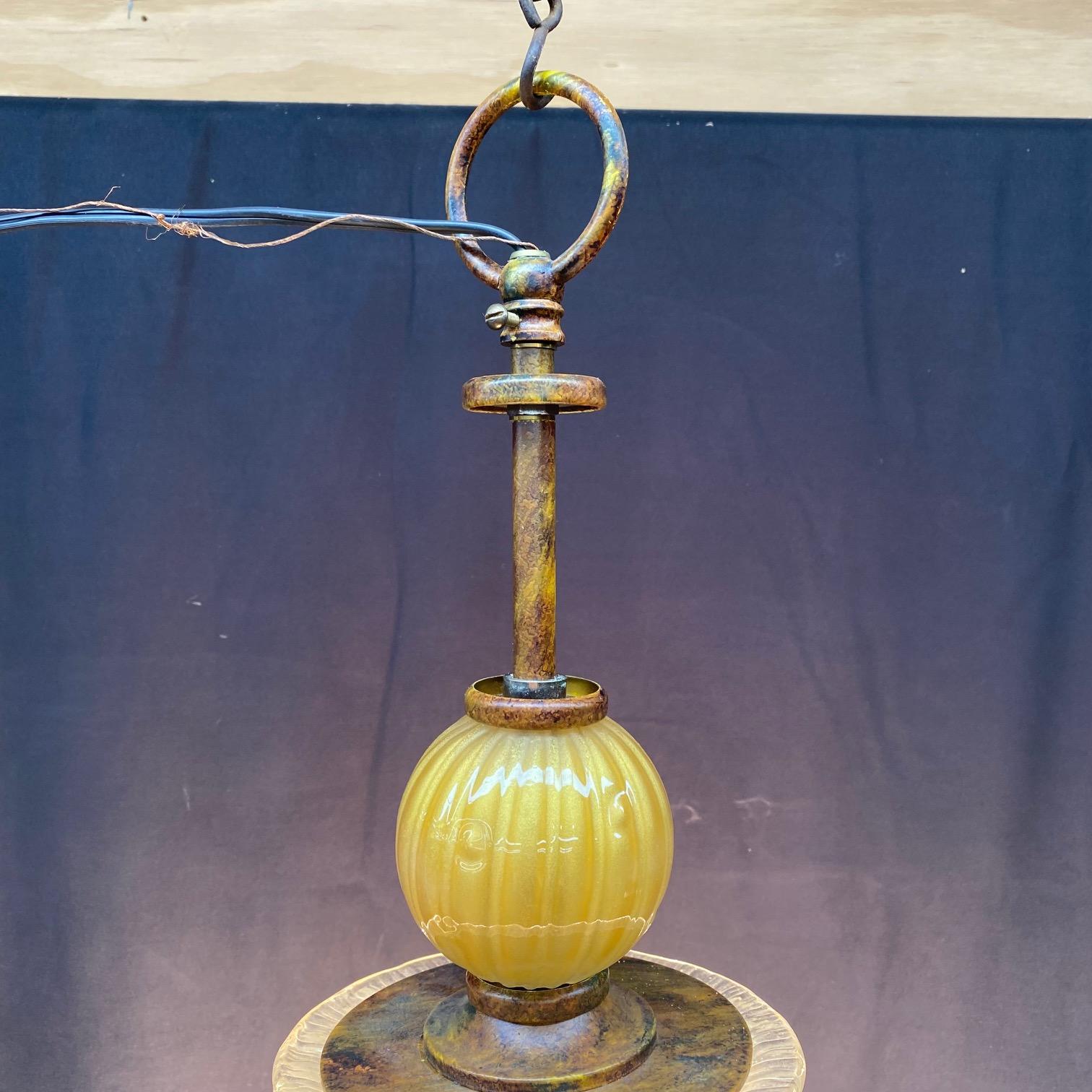 Italian Murano Style Midcentury Glass Ceiling Lamp For Sale 3