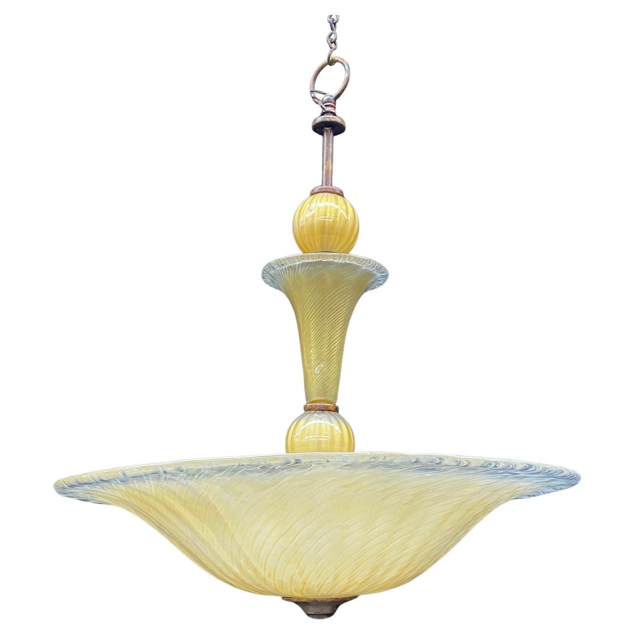 Italian Murano Style Midcentury Glass Ceiling Lamp