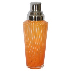 Italian Murano Style Orange Art Glass Cocktail Shaker