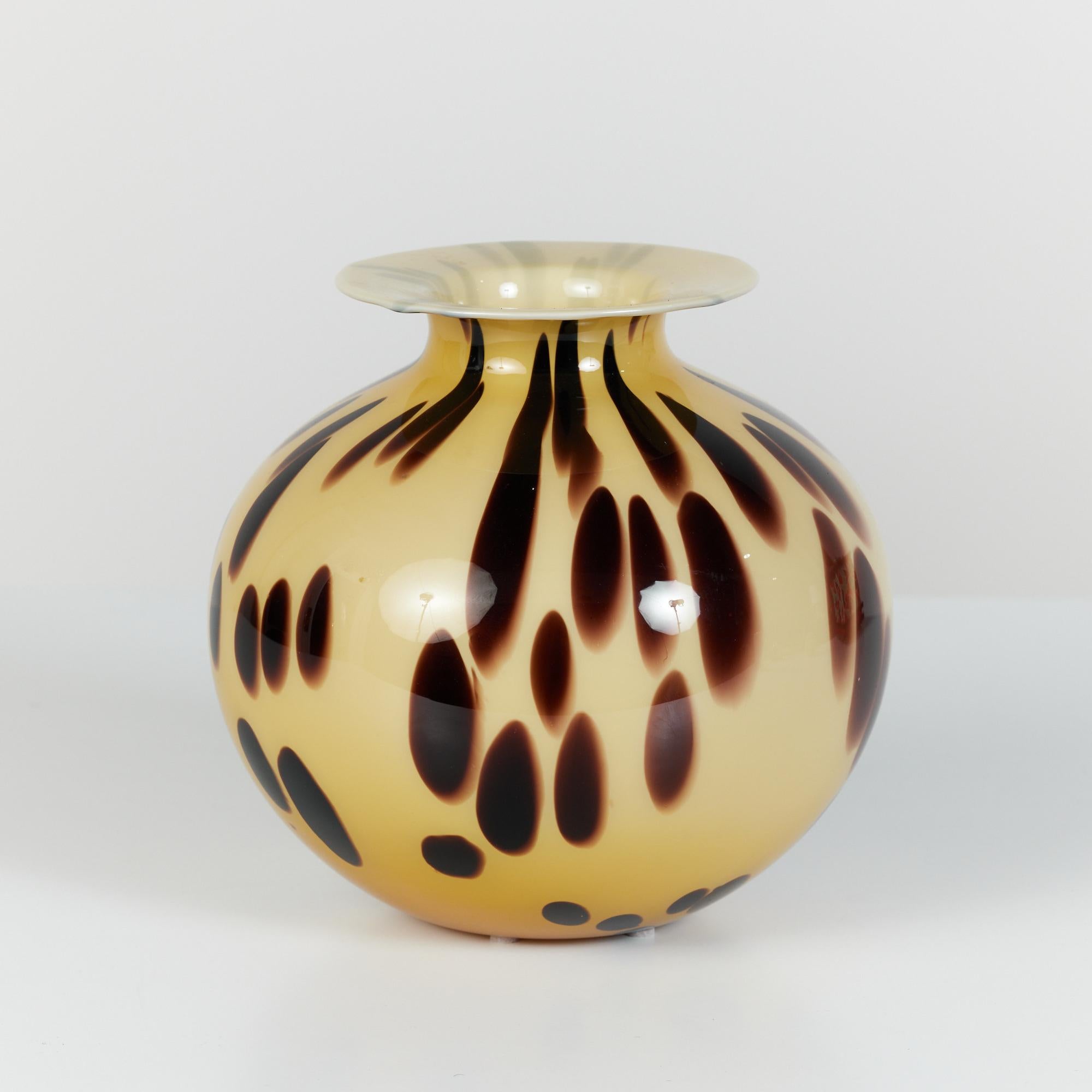 Mid-Century Modern Italian Murano Style Tortoise Shell Glass Vase For Sale