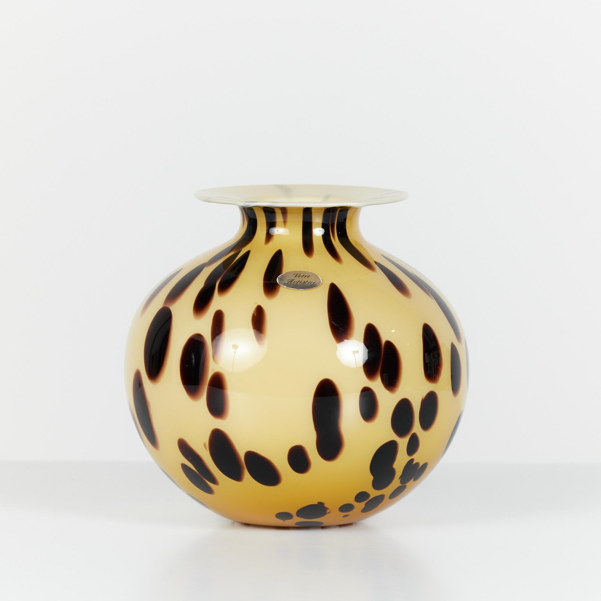 20th Century Italian Murano Style Tortoise Shell Glass Vase For Sale