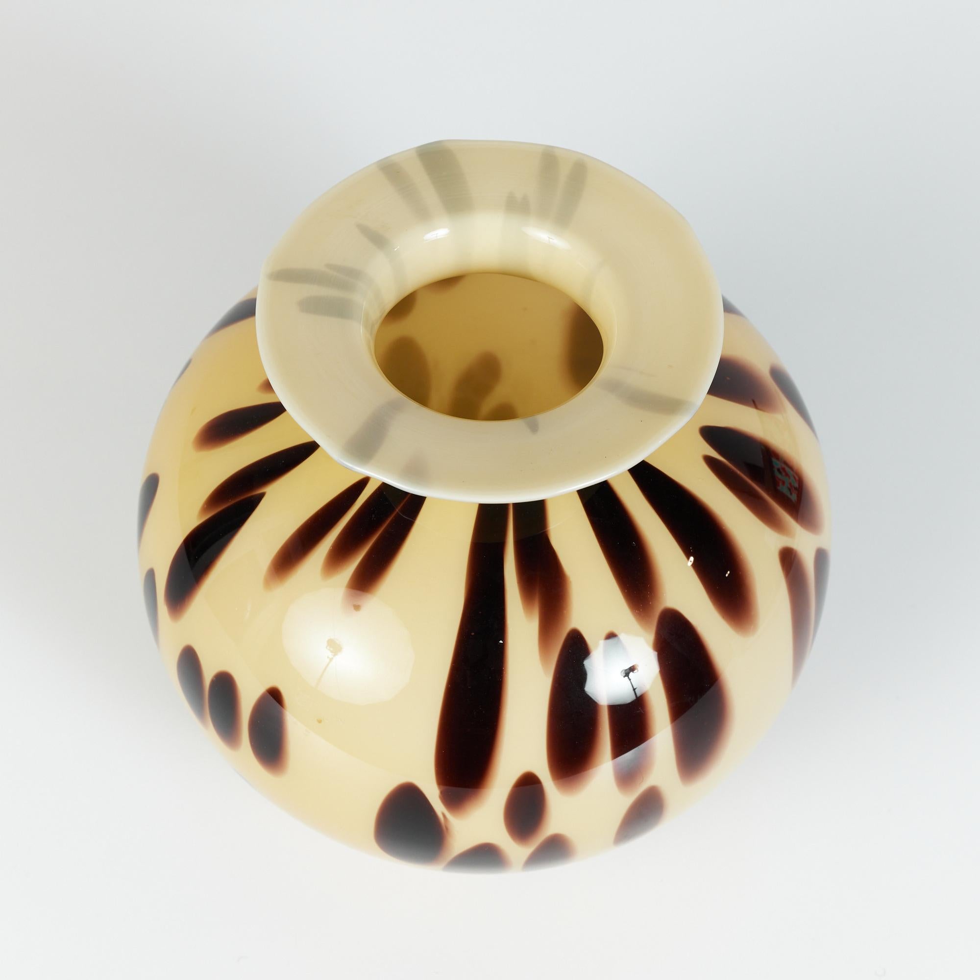 Italian Murano Style Tortoise Shell Glass Vase For Sale 1
