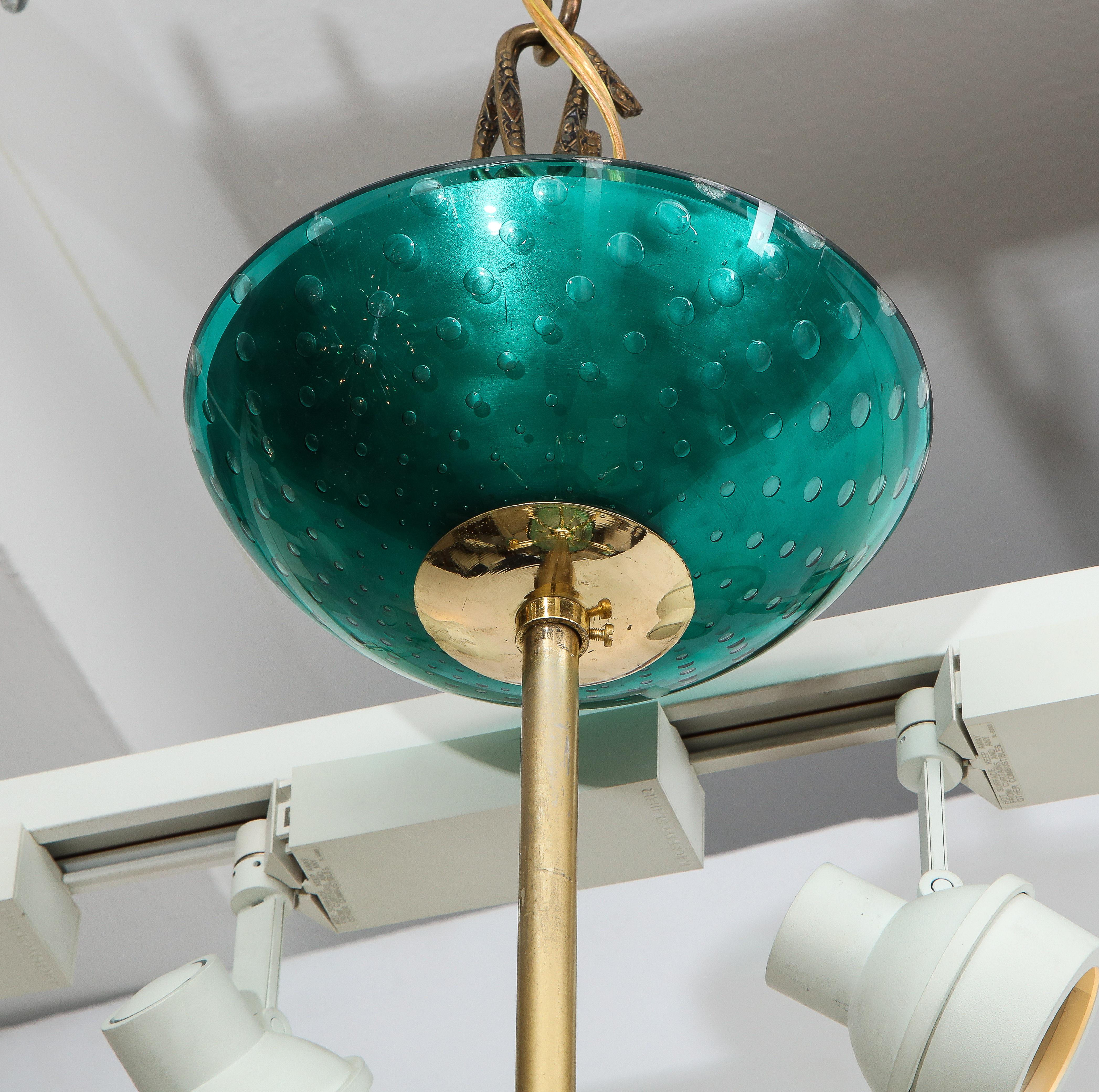 Italian Murano Teal Blue Glass Chandelier Attributed to Seguso In Excellent Condition In New York, NY