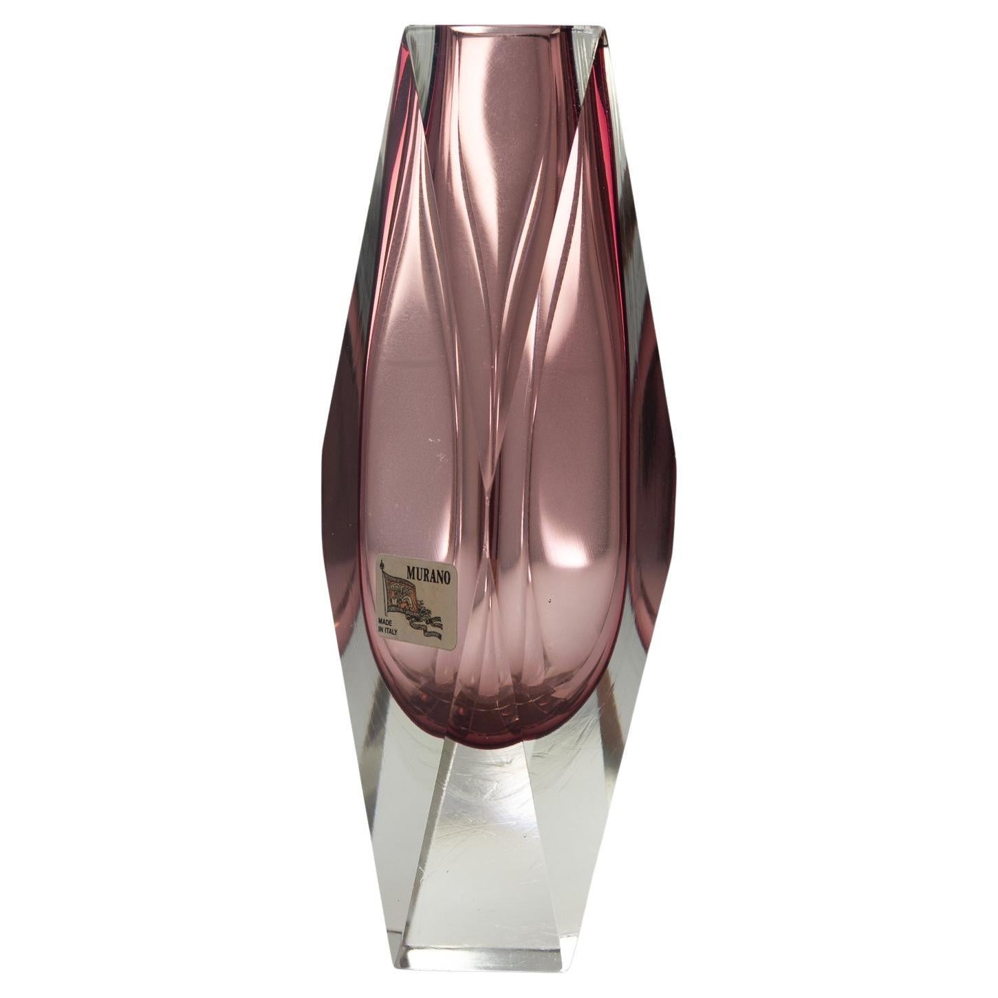 Vaso in vetro di Murano Glass Sommerso sfaccettato e spesso, anni '70. in vendita