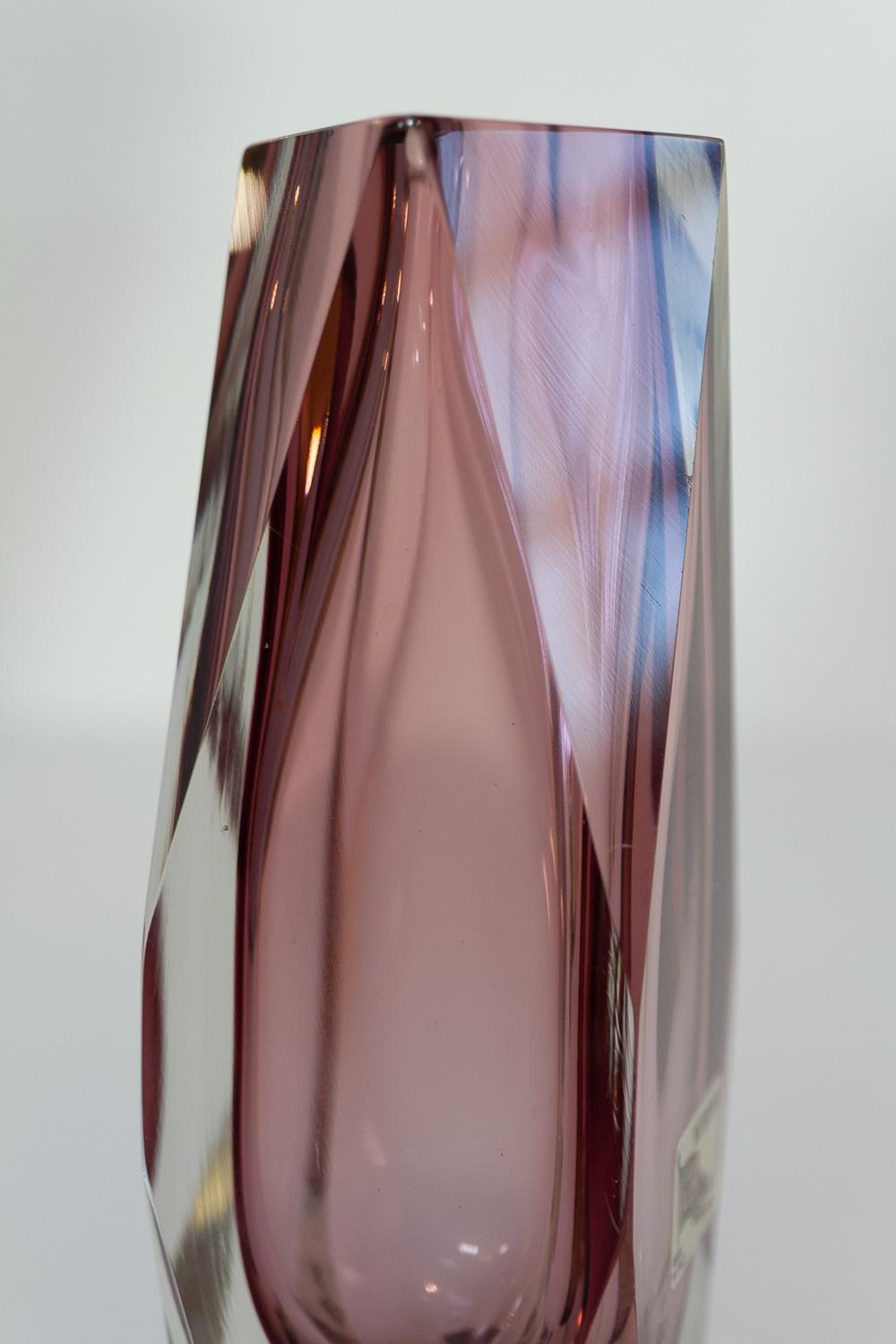 Italienische Murano Glass Sommerso Vasen mit dicken Facetten, 1970er Jahre. Satz von 2. im Angebot 6