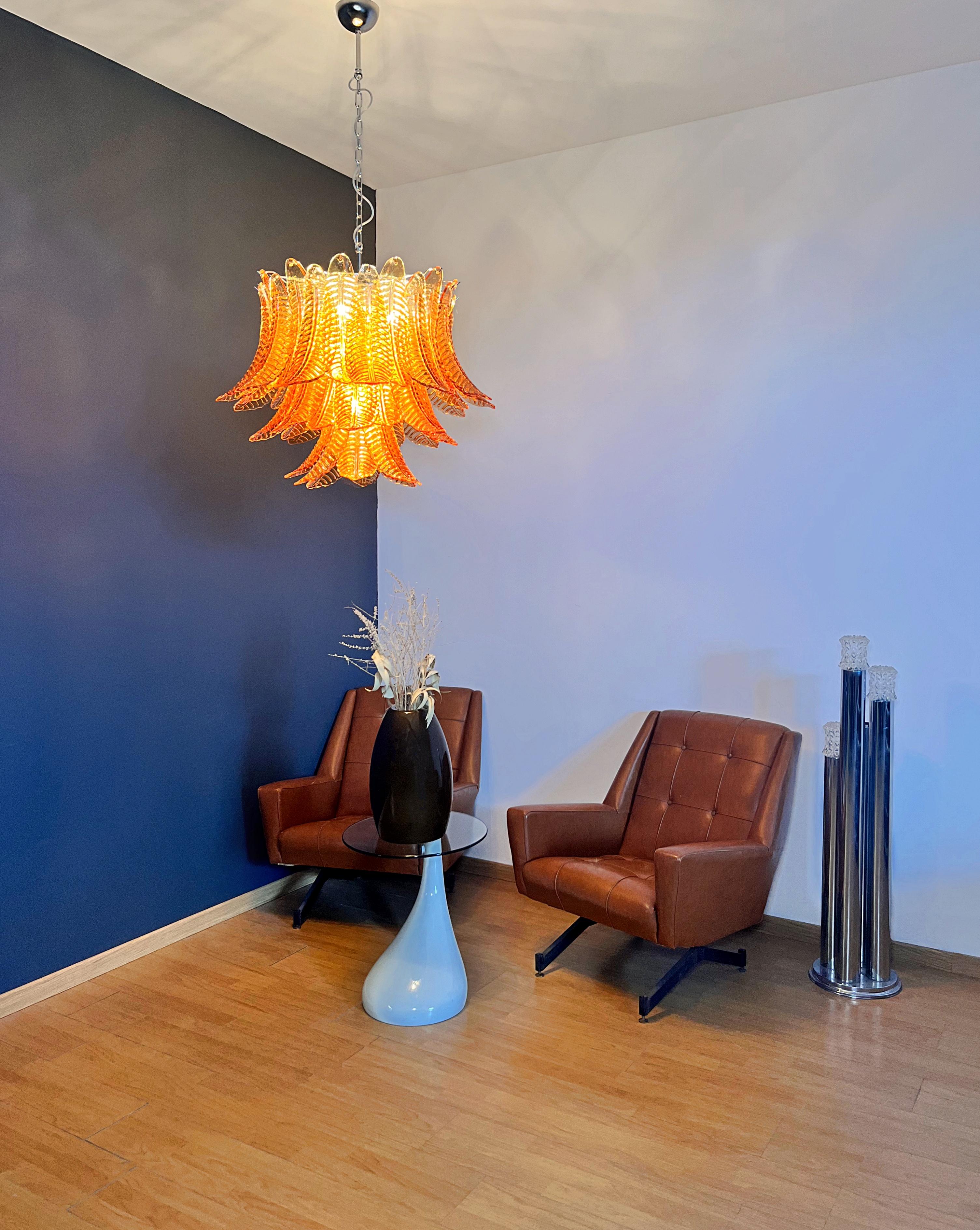 Lustre en verre de Murano à trois niveaux 48 AMBER Felci en vente 3