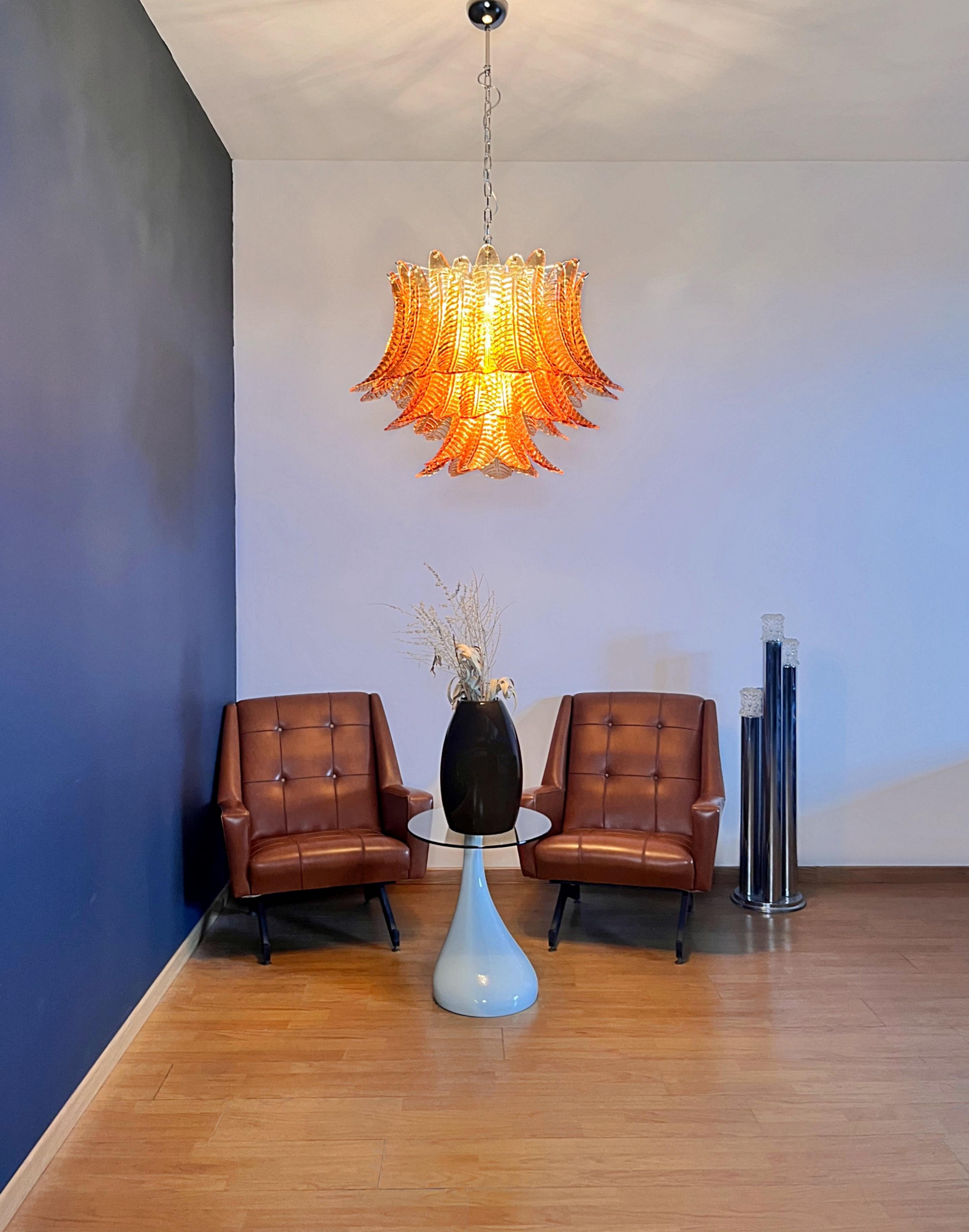 Lustre en verre de Murano à trois niveaux 48 AMBER Felci en vente 4