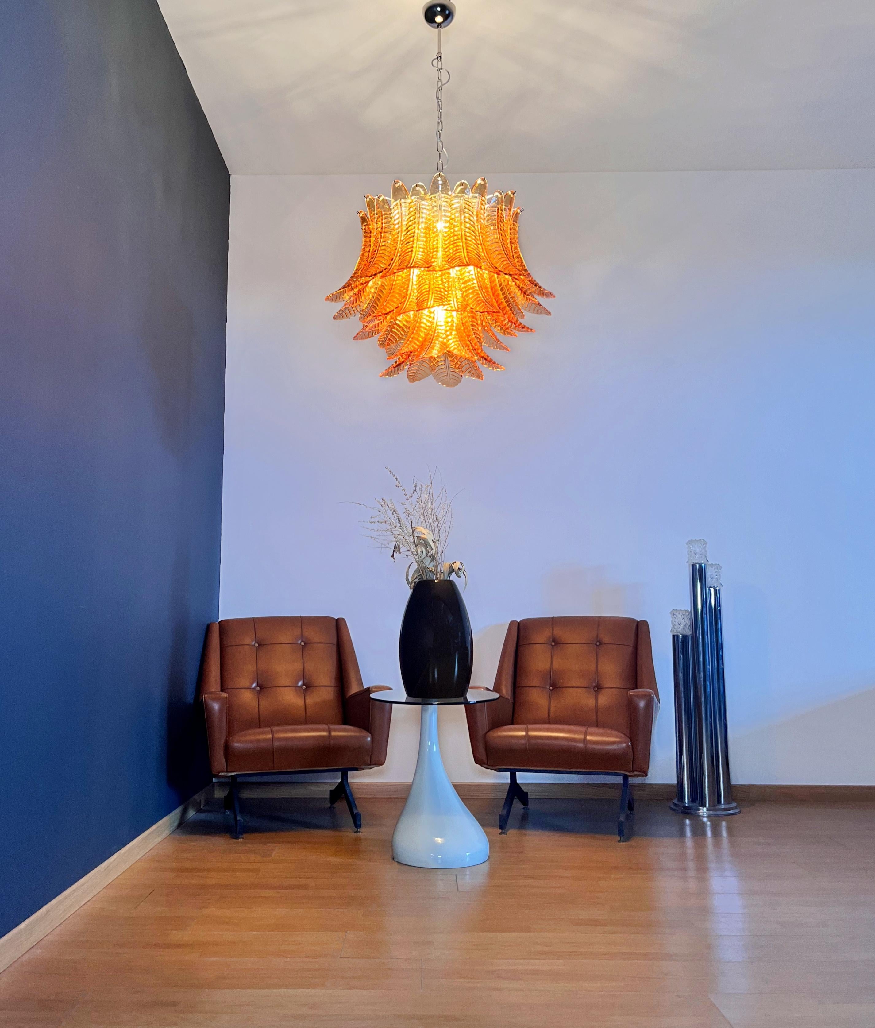 Lustre en verre de Murano à trois niveaux 48 AMBER Felci en vente 5