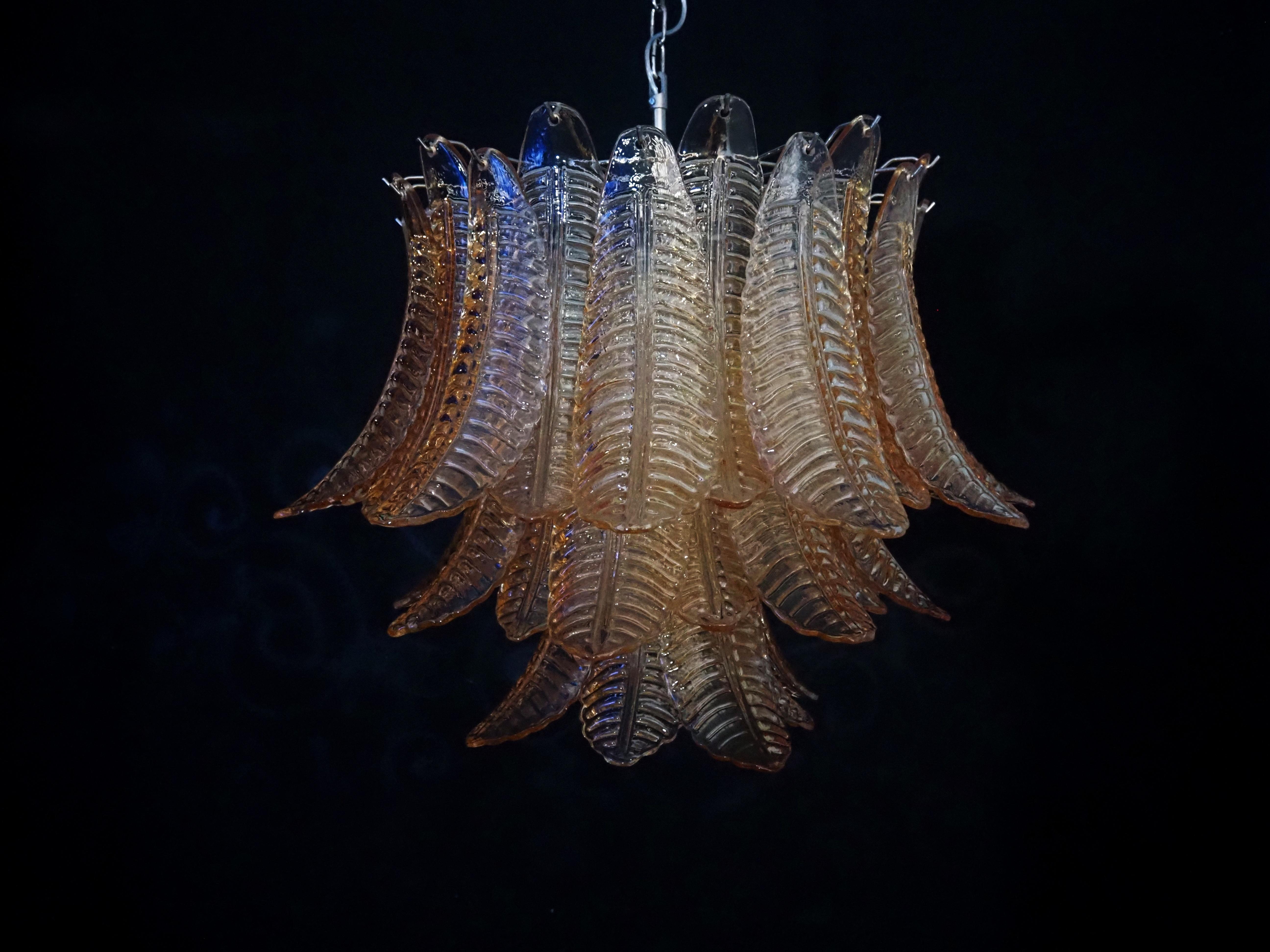 Italian Murano three-Tier  48 AMBER Ferns Glass chandelier For Sale 9
