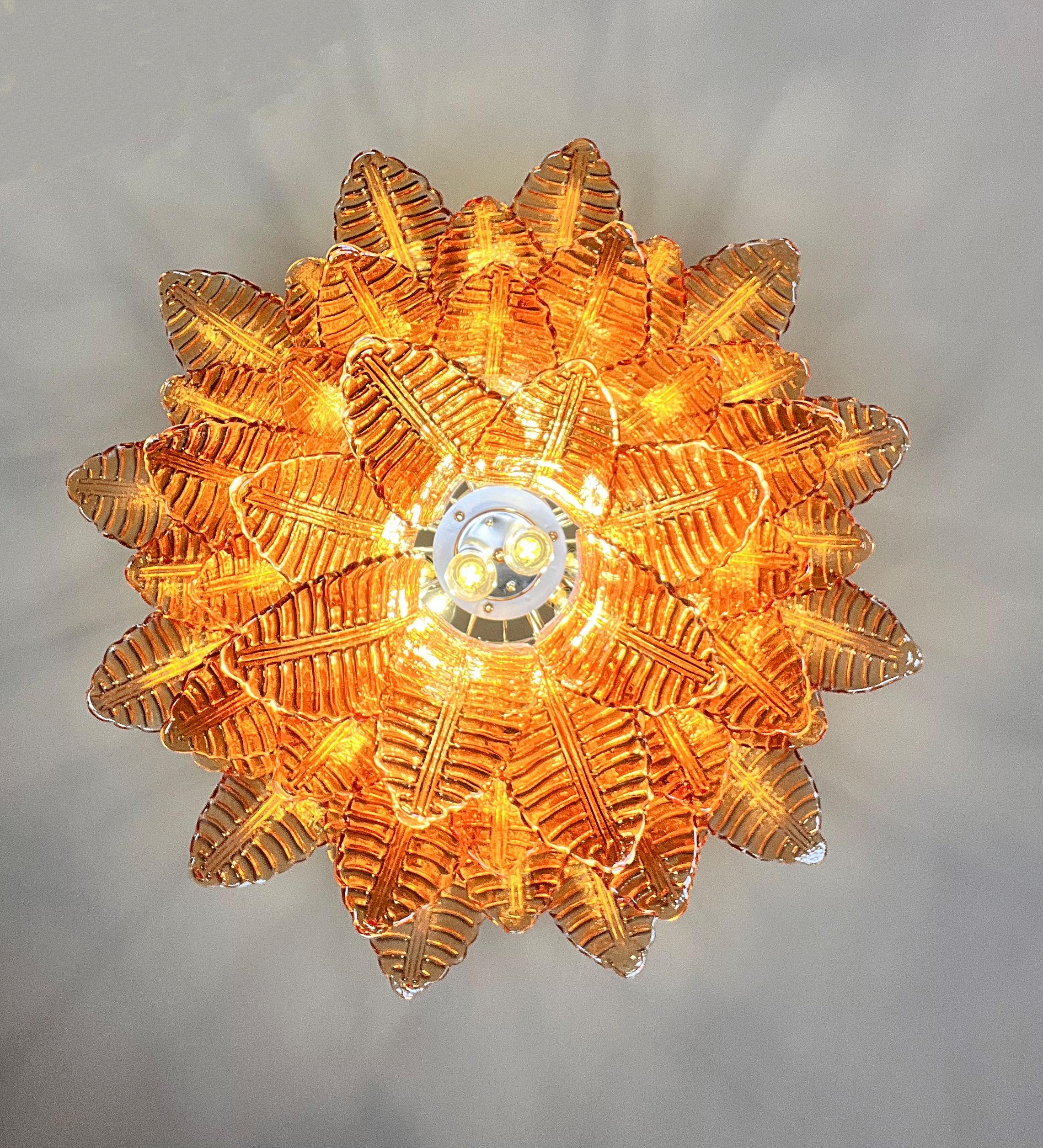 Lustre en verre de Murano à trois niveaux 48 AMBER Felci en vente 12