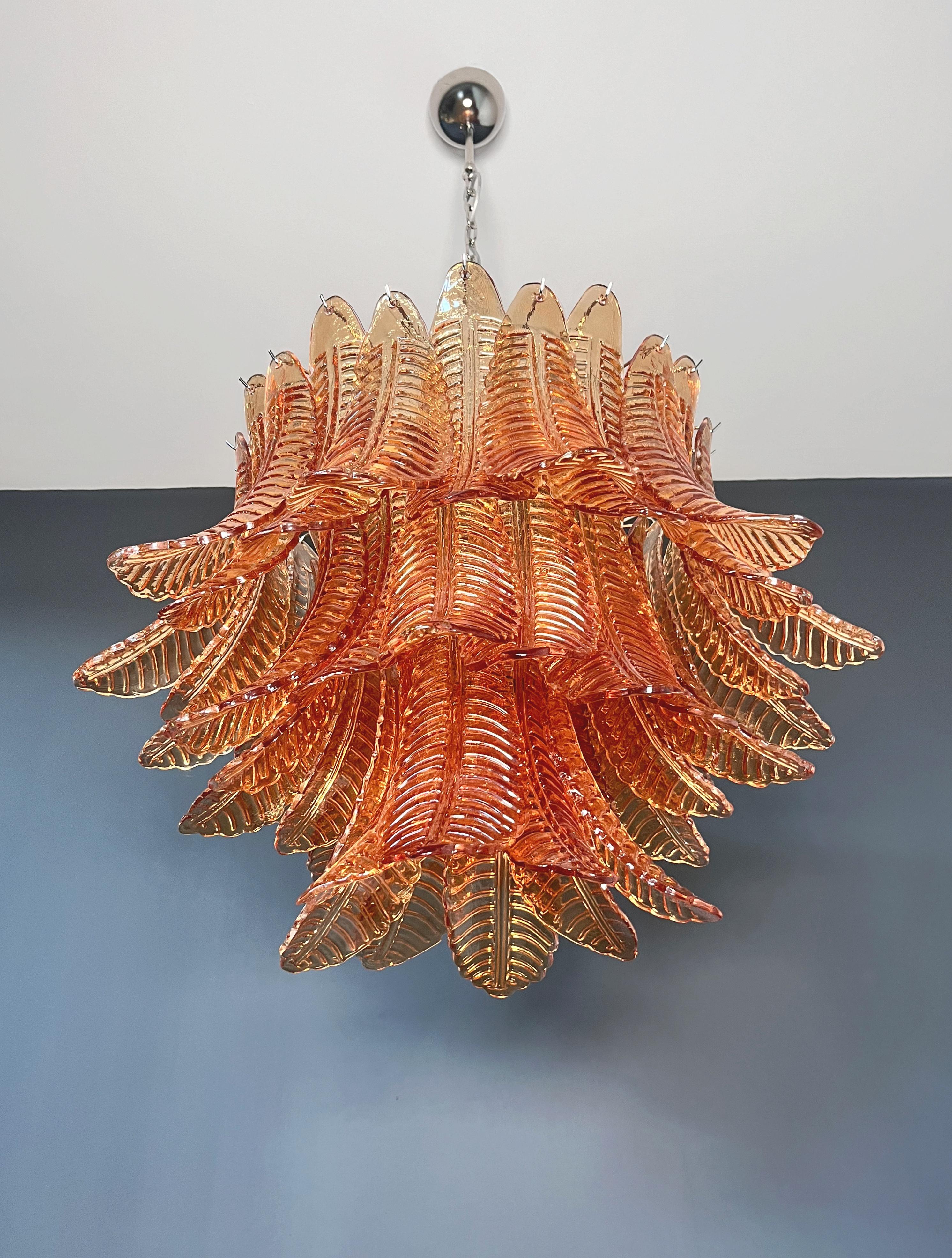 20th Century Lustre en verre de Murano à trois niveaux 48 AMBER Felci en vente