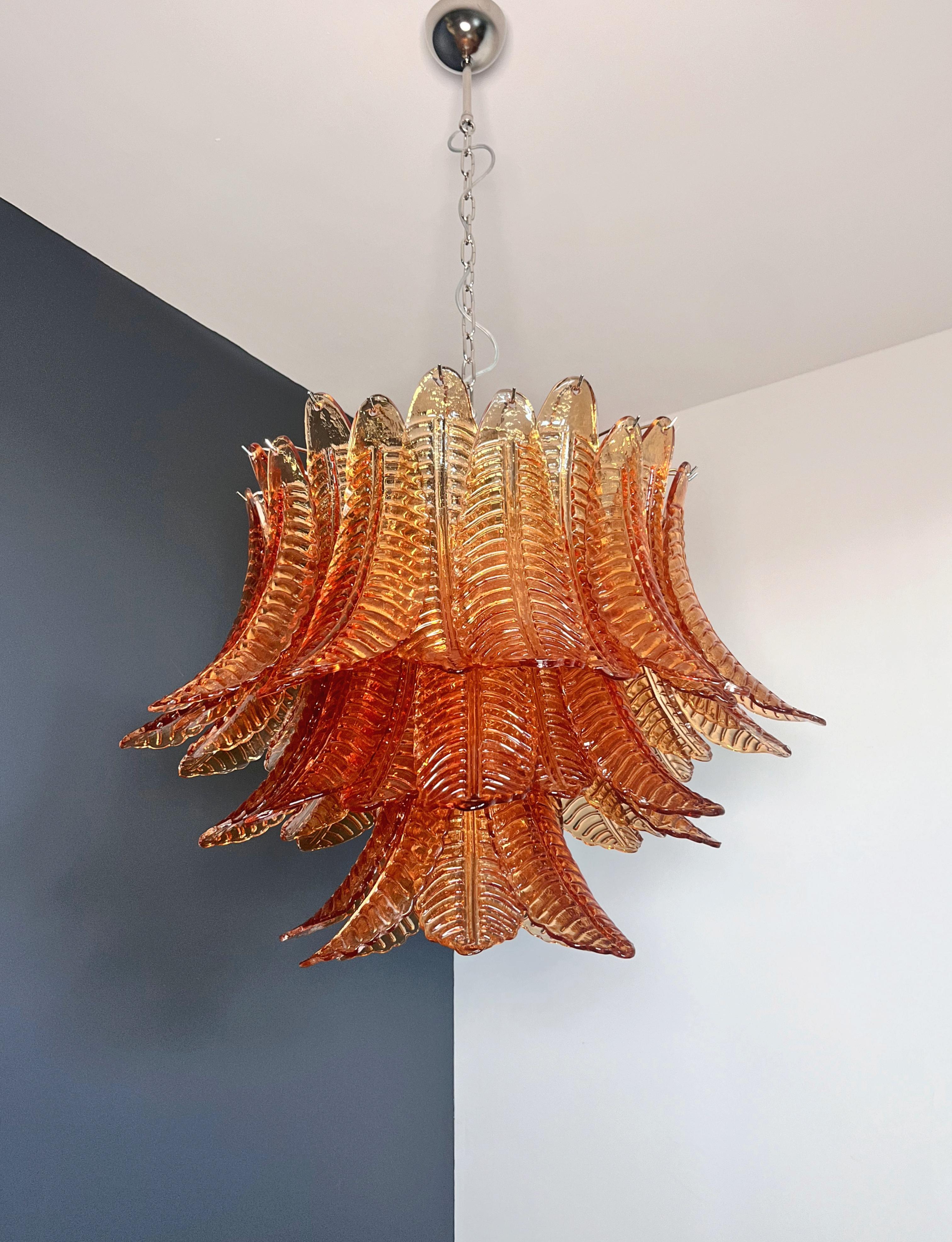 Verre d'art Lustre en verre de Murano à trois niveaux 48 AMBER Felci en vente