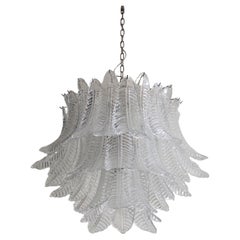 Vintage Italian Murano three-Tier  48 transparent Ferns Glass chandelier