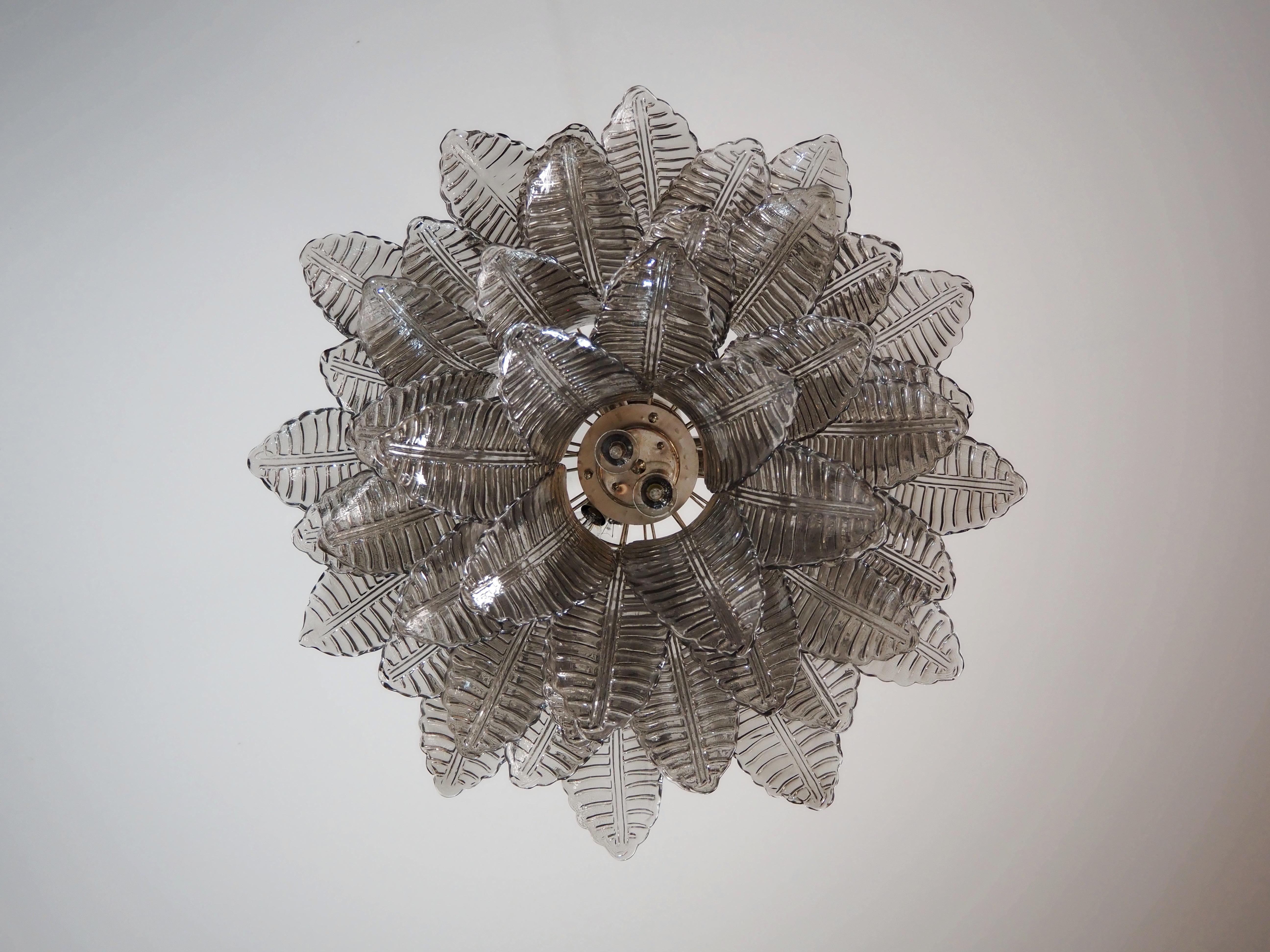 Italian Murano three-tier SMOKED Ferns Glass chandelier 4