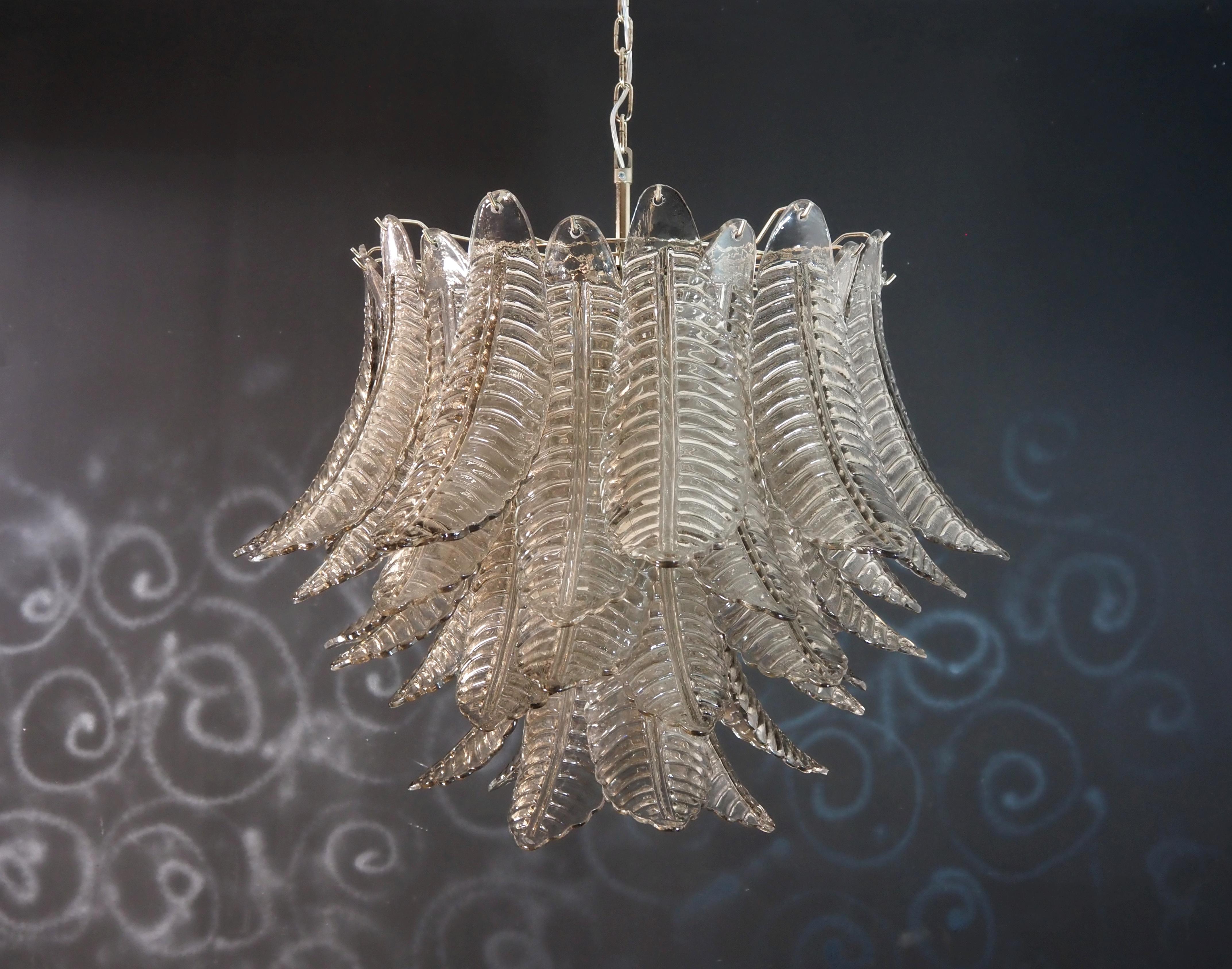 Italian Murano three-tier SMOKED Ferns Glass chandelier 5