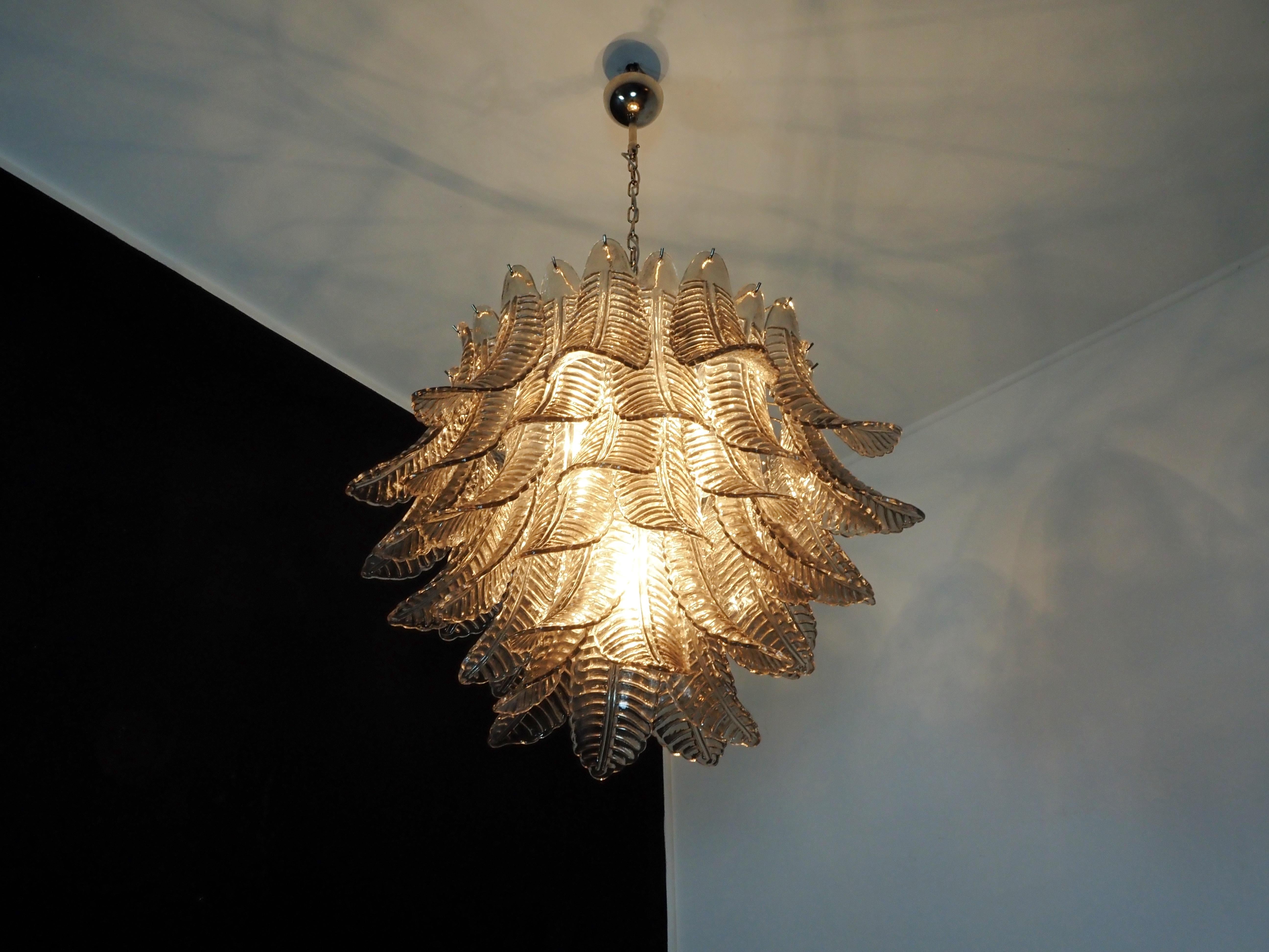 Italian Murano three-tier SMOKED Ferns Glass chandelier 7