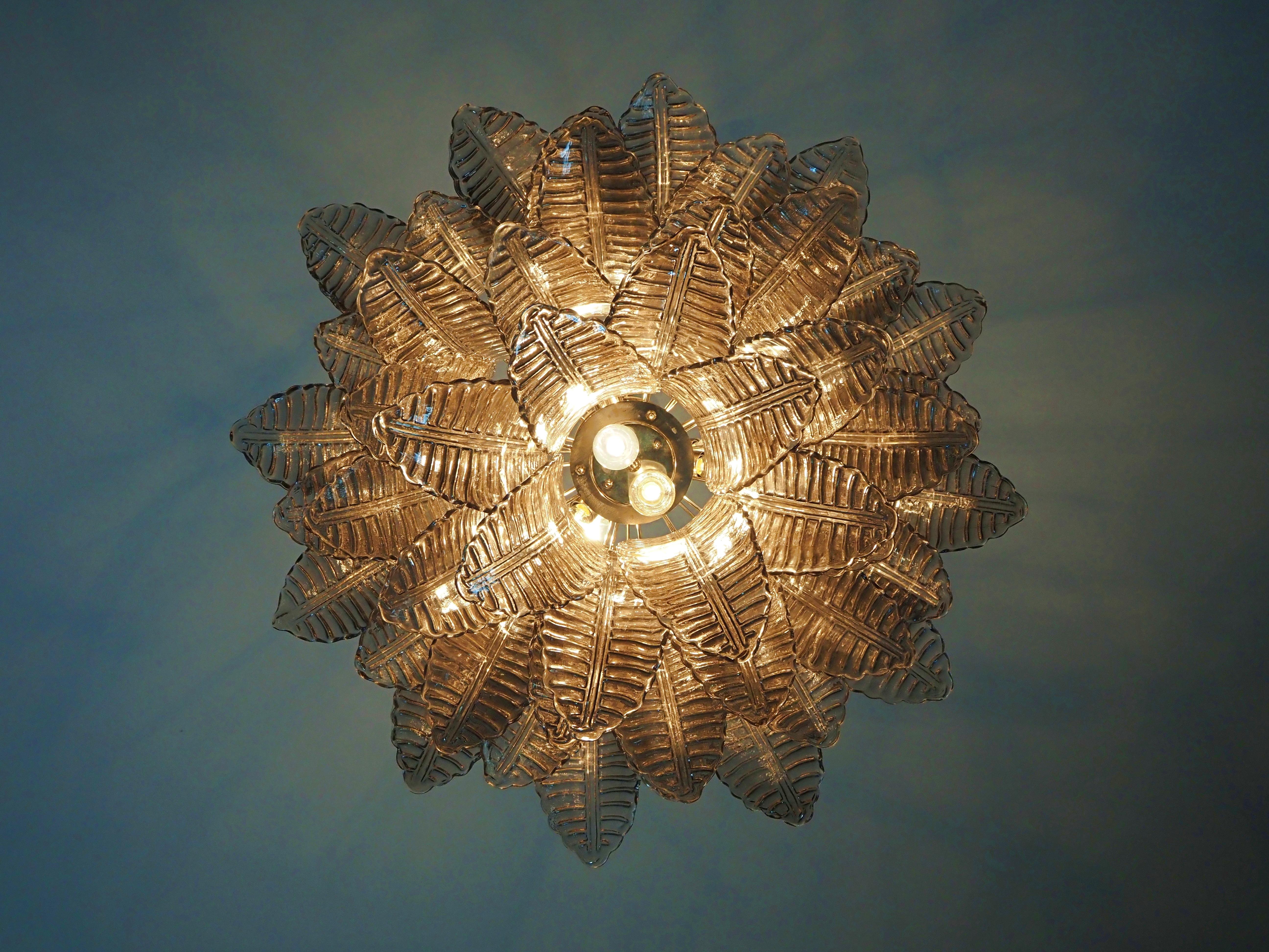 Italian Murano three-tier SMOKED Ferns Glass chandelier For Sale 6