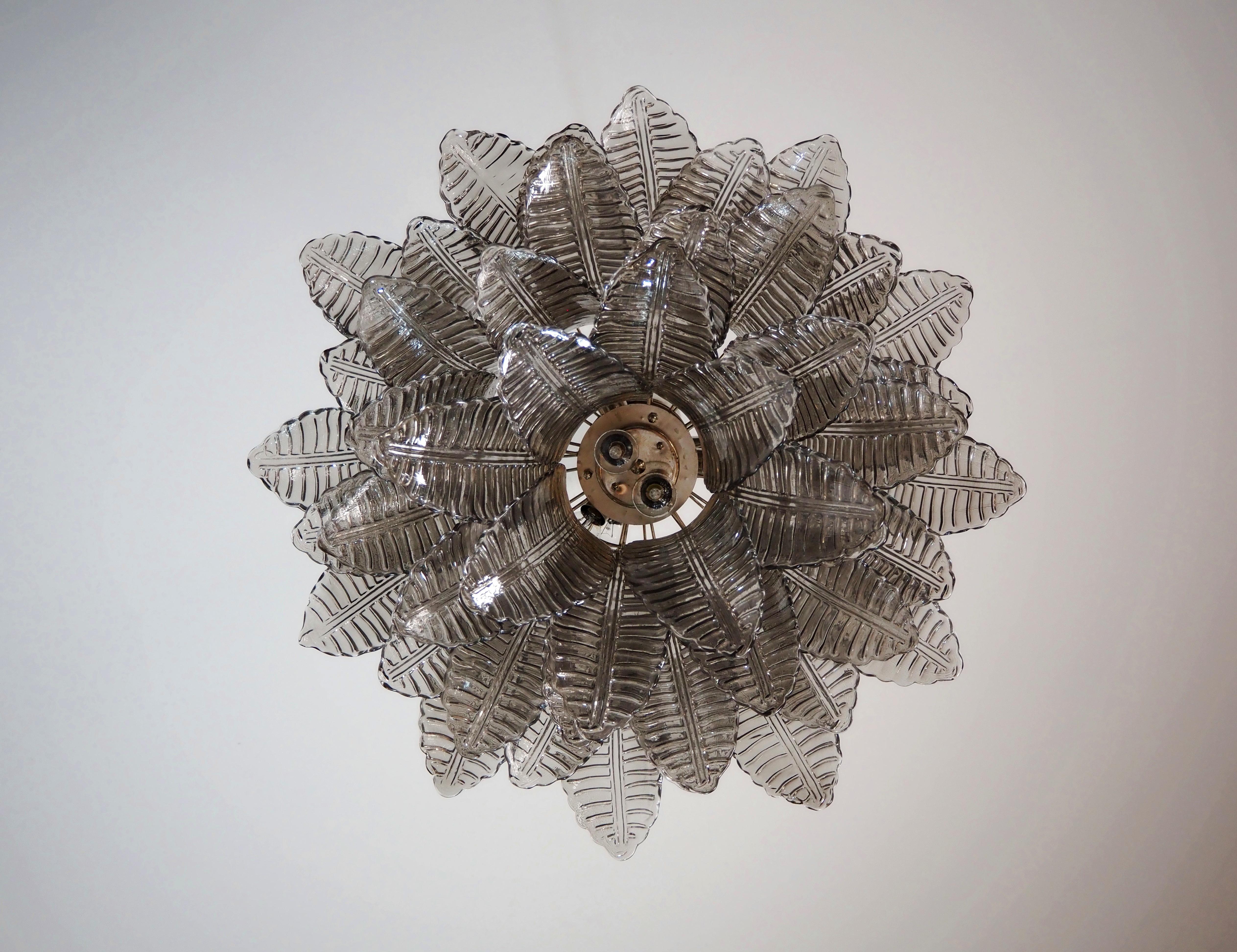 Italian Murano three-tier SMOKED Ferns Glass chandelier For Sale 7
