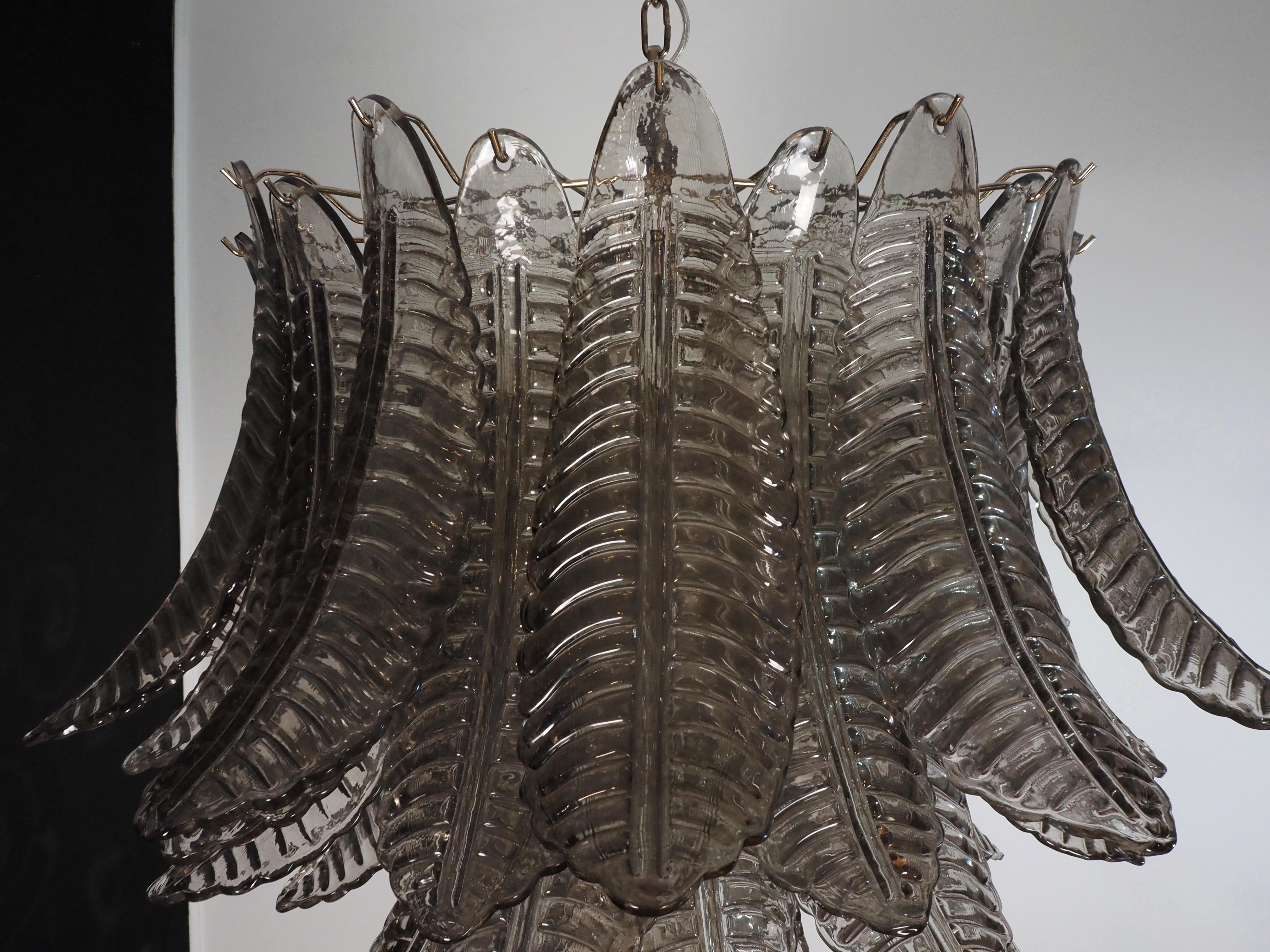 Italian Murano three-tier SMOKED Ferns Glass chandelier 9