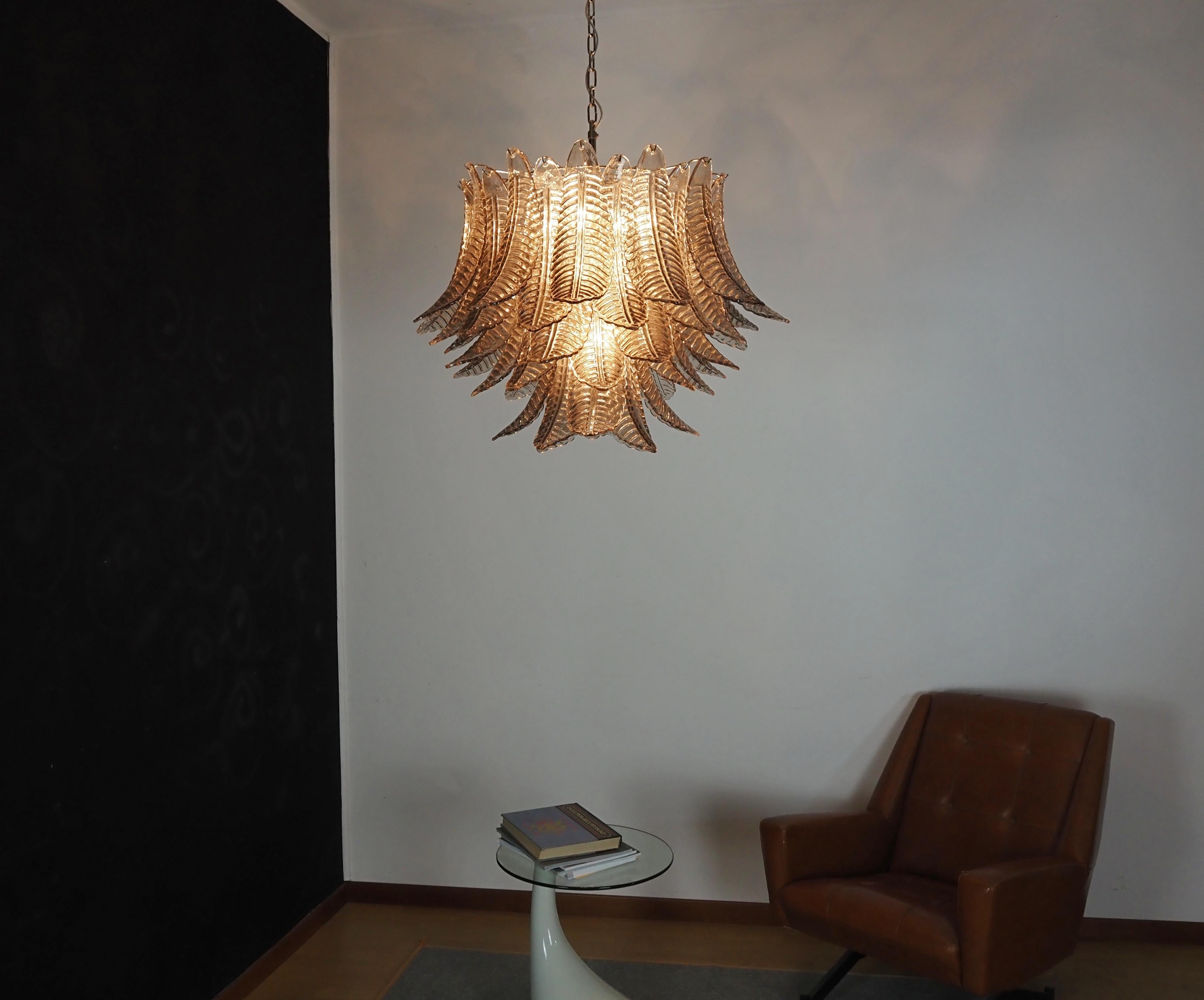 Italian Murano three-tier SMOKED Ferns Glass chandelier 1