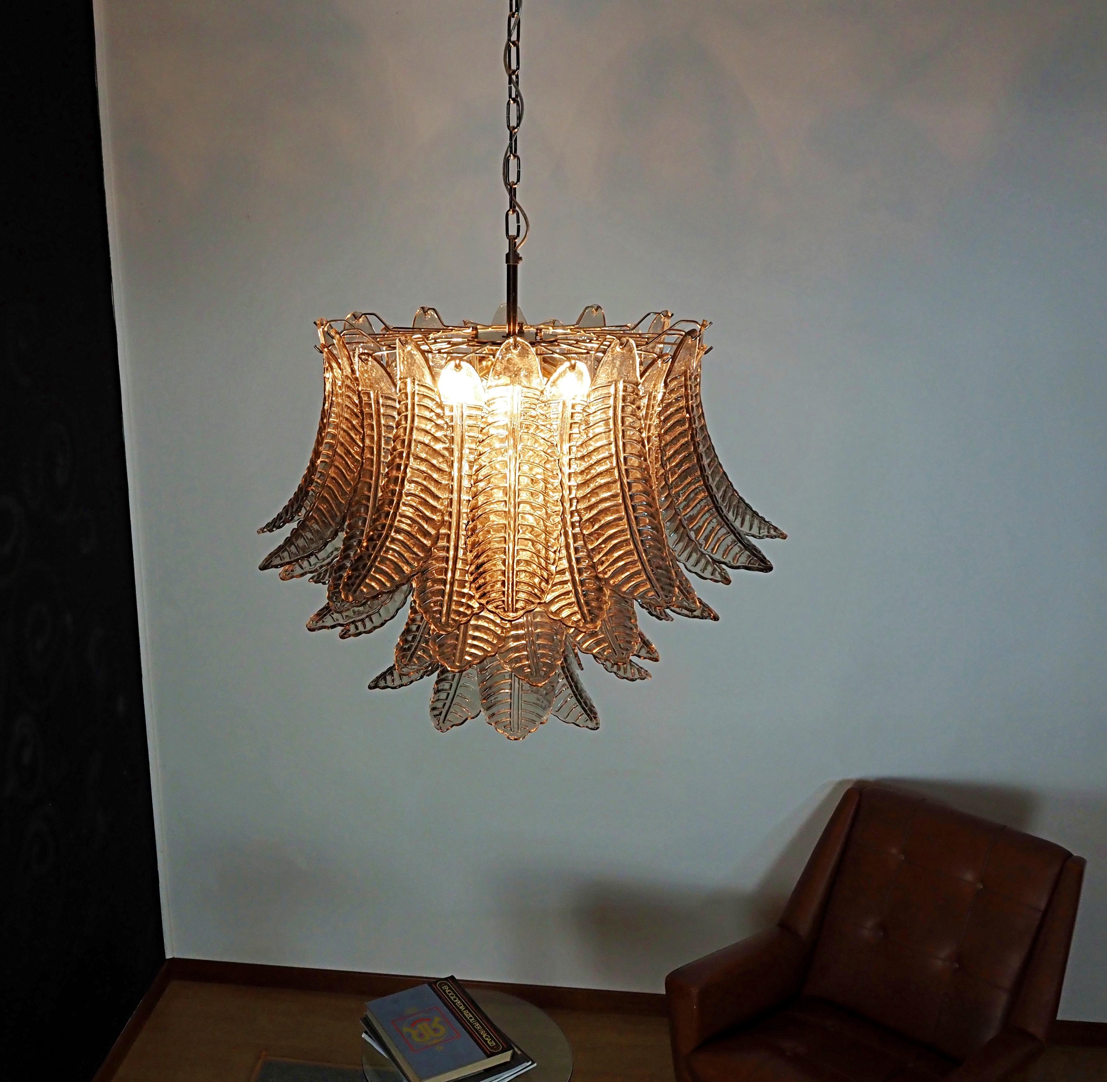 Art Glass Italian Murano three-tier SMOKED Ferns Glass chandelier For Sale