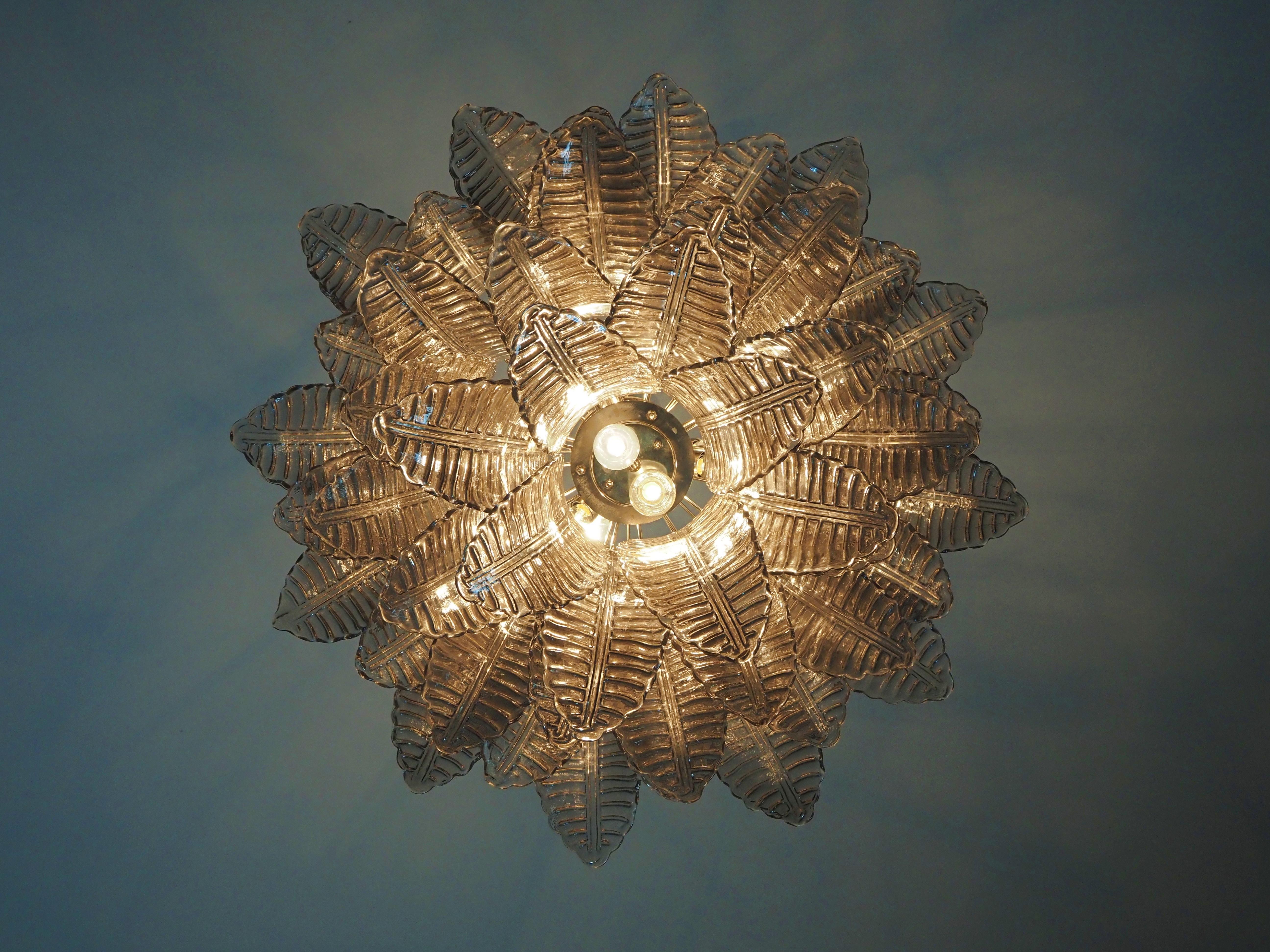 Italian Murano three-tier SMOKED Ferns Glass chandelier 3