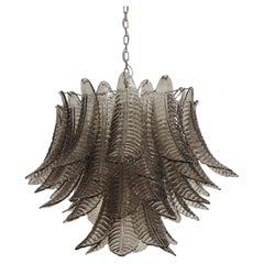 Retro Italian Murano three-tier SMOKED Ferns Glass chandelier