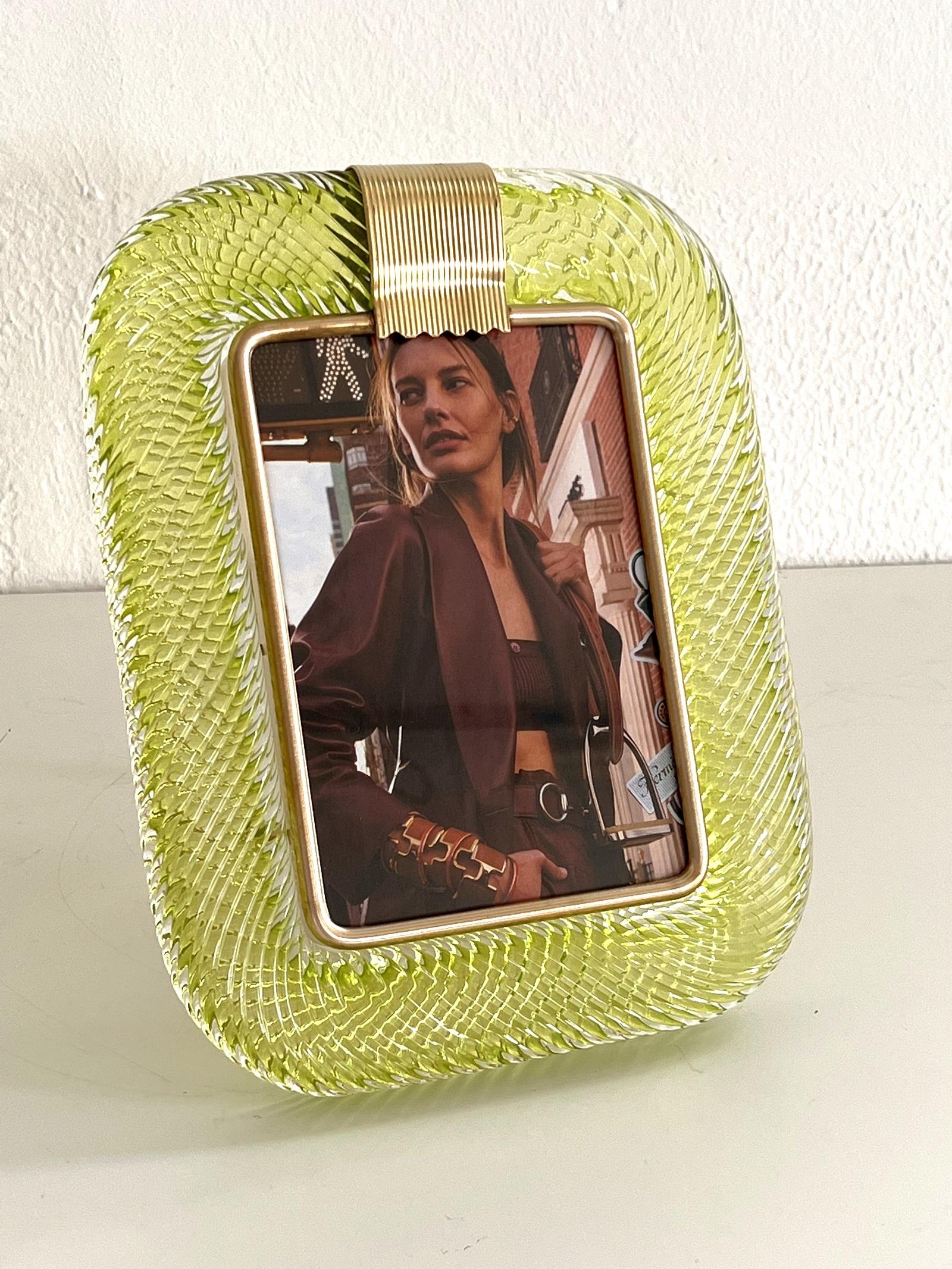 Italian Murano Twist Glass Picture Frame by Venini 4