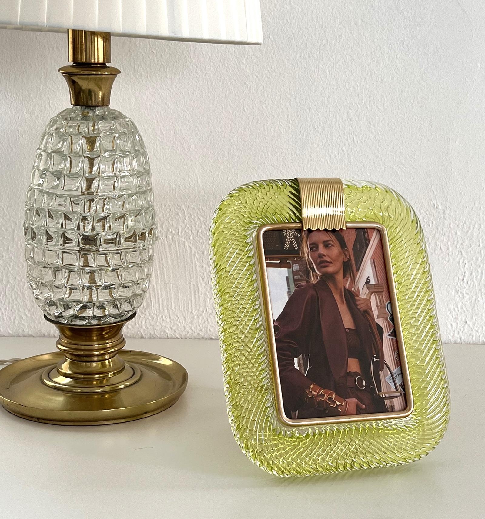 Mid-Century Modern Italian Murano Twist Glass Picture Frame by Venini