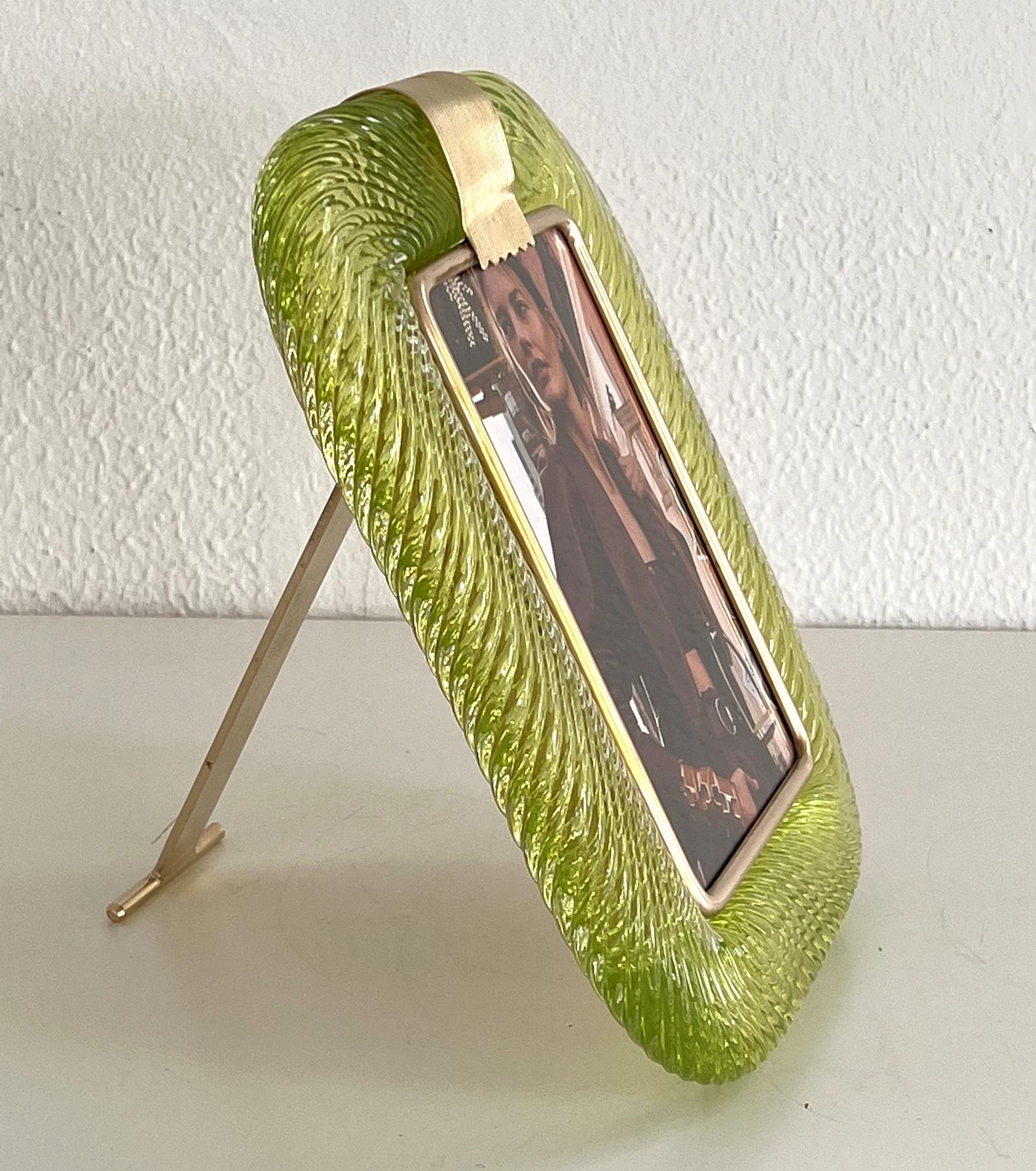 Italian Murano Twist Glass Picture Frame by Venini 1