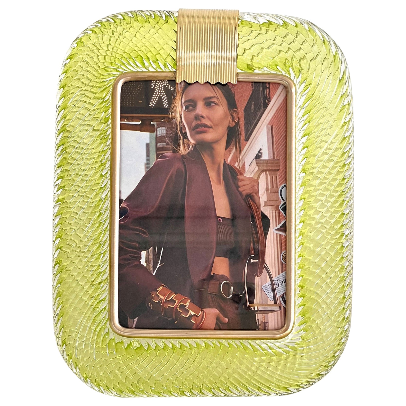 Italian Murano Twist Glass Picture Frame by Venini