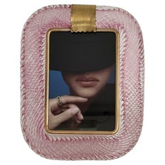 Italian Murano Twist Glass Picture Frame in Pink