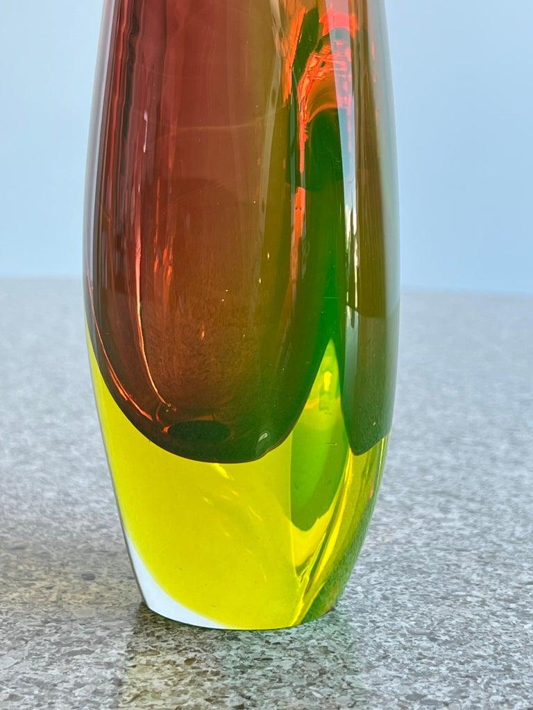 Mid-20th Century Italian Murano Uranium Green Glass Vase by Flavio Poli