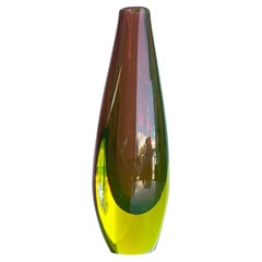 Italian Murano Uranium Green Glass Vase by Flavio Poli 