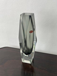 Italian Murano Vase Thick Smoked Blown Glass 1970s