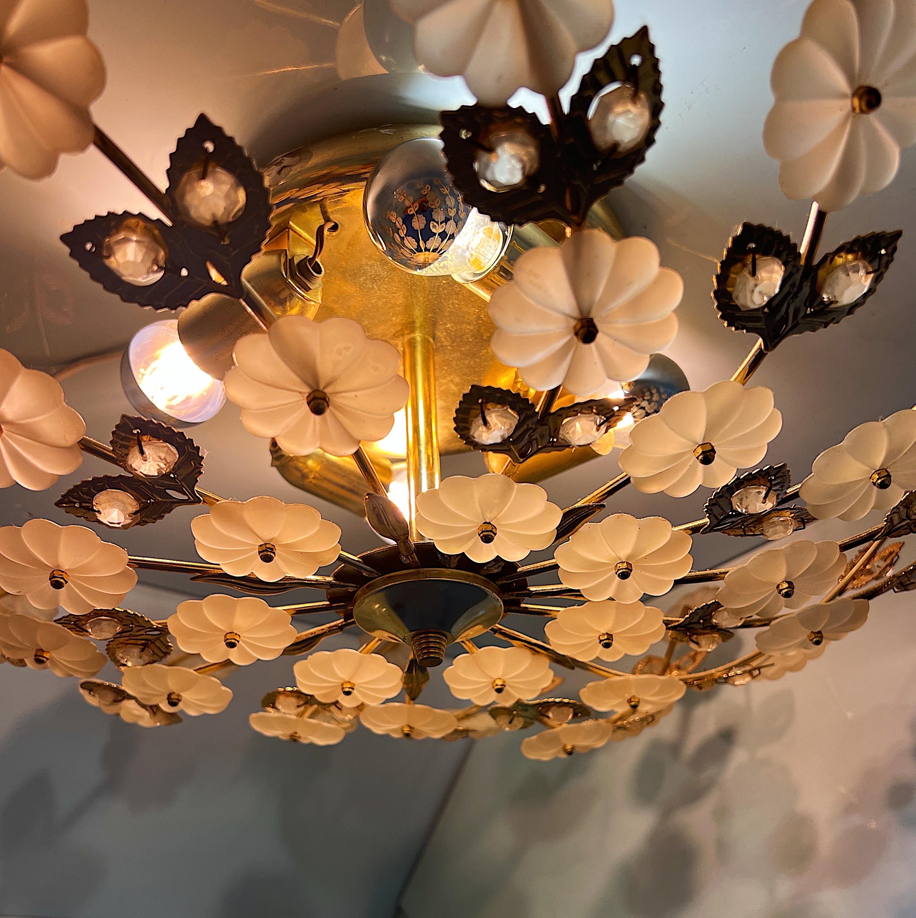 Glass Flush Mount Floral Pendant designed by Ernst Palme 1980s 5
