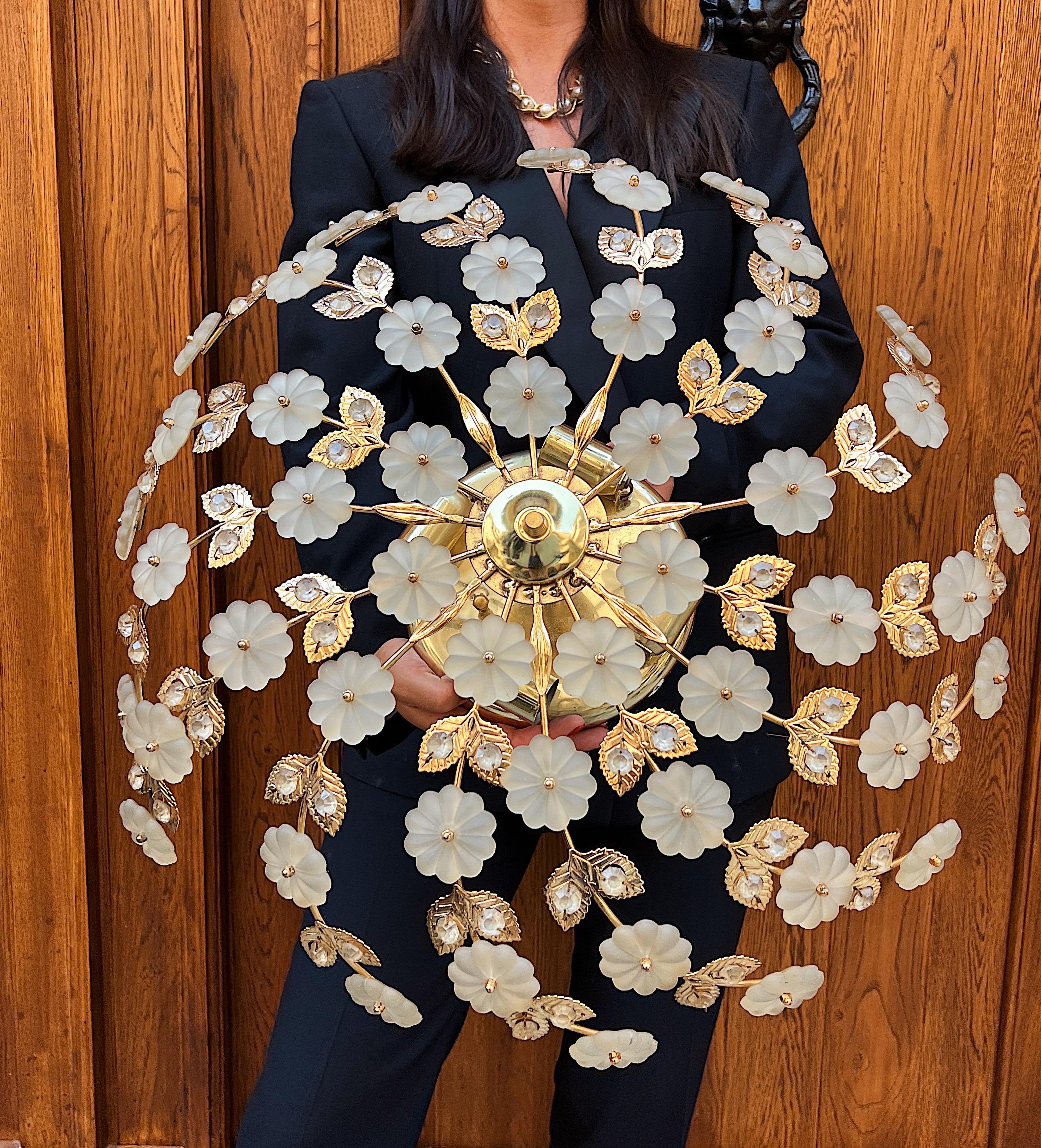 Glass Flush Mount Floral Pendant designed by Ernst Palme 1980s 4