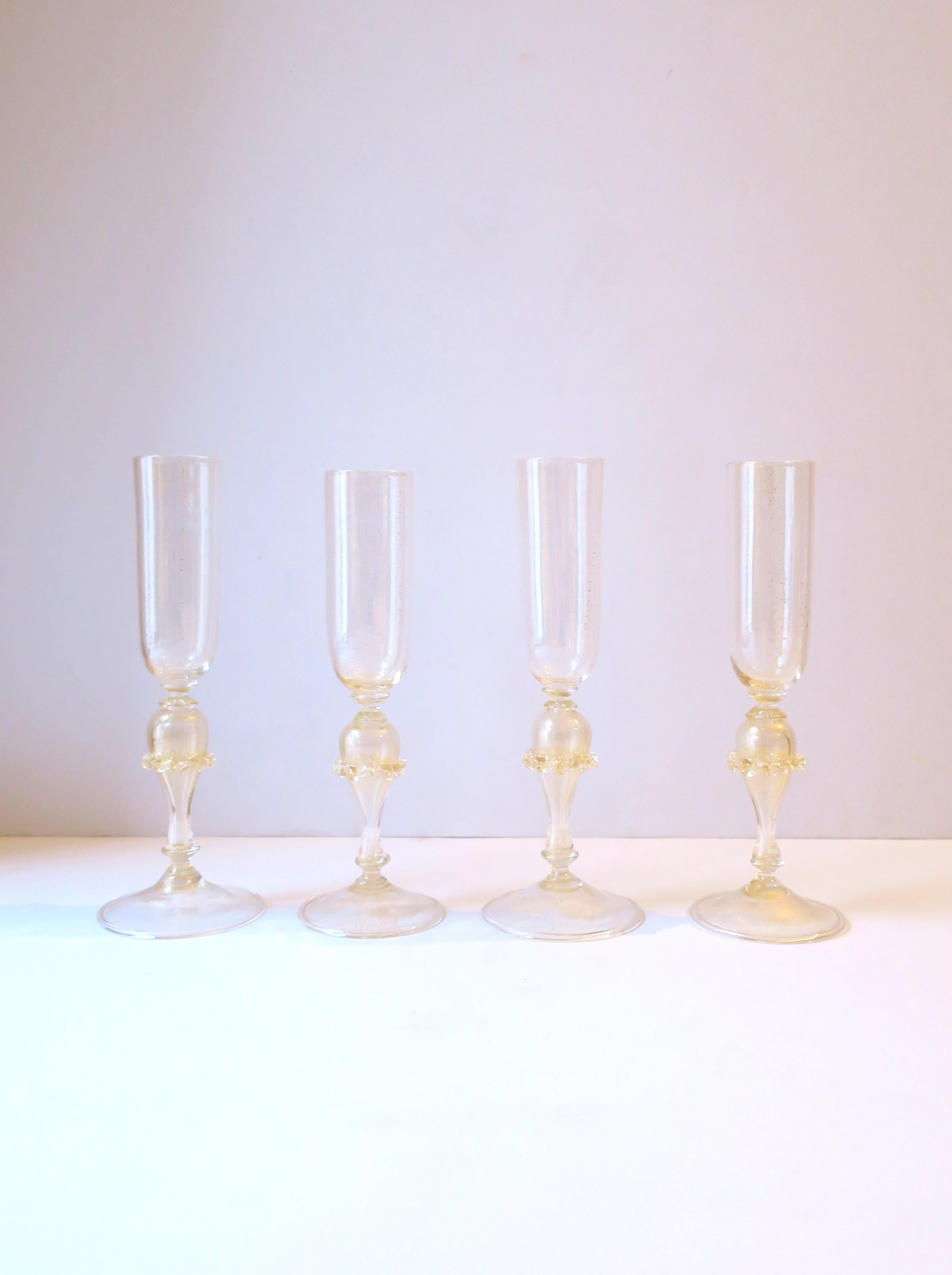 Lot De 2 Flûtes à Champagne En Verre Soufflé à La Main - Translucide Confetti - Vintage