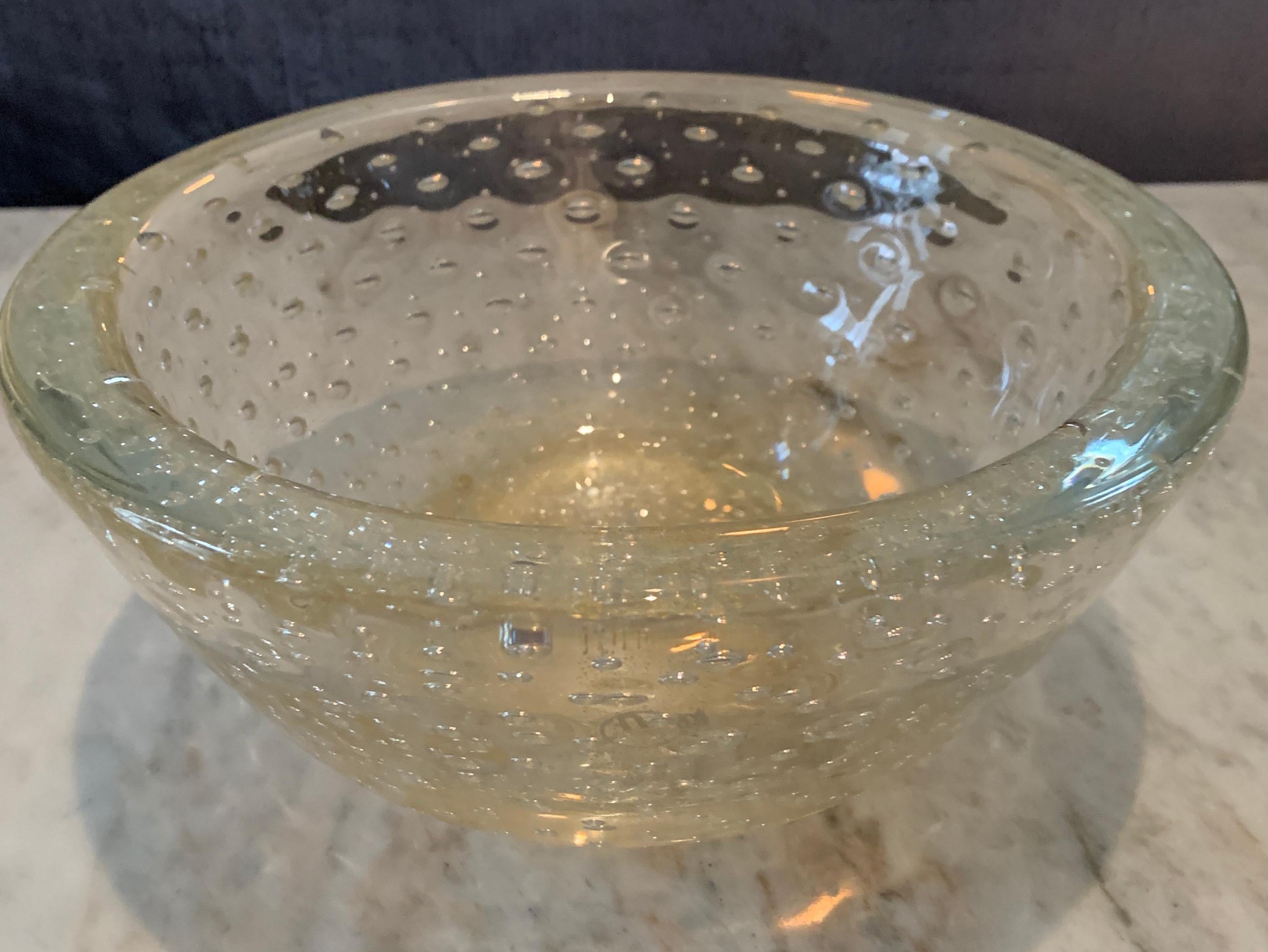 Murano Glass Italian Murano Venini Bullicante Bowl in the Style of Carlo Scarpa