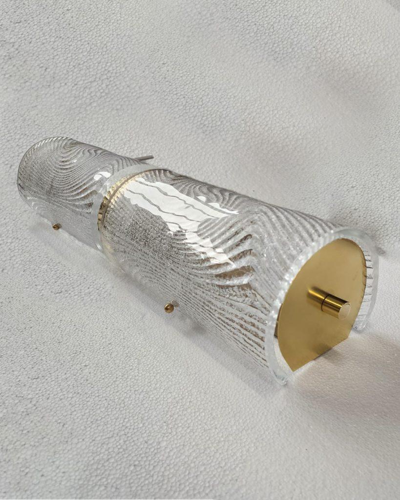 Murano Glass Italian Murano Wall Sconce 'Alessia' in Clear and White Glass For Sale