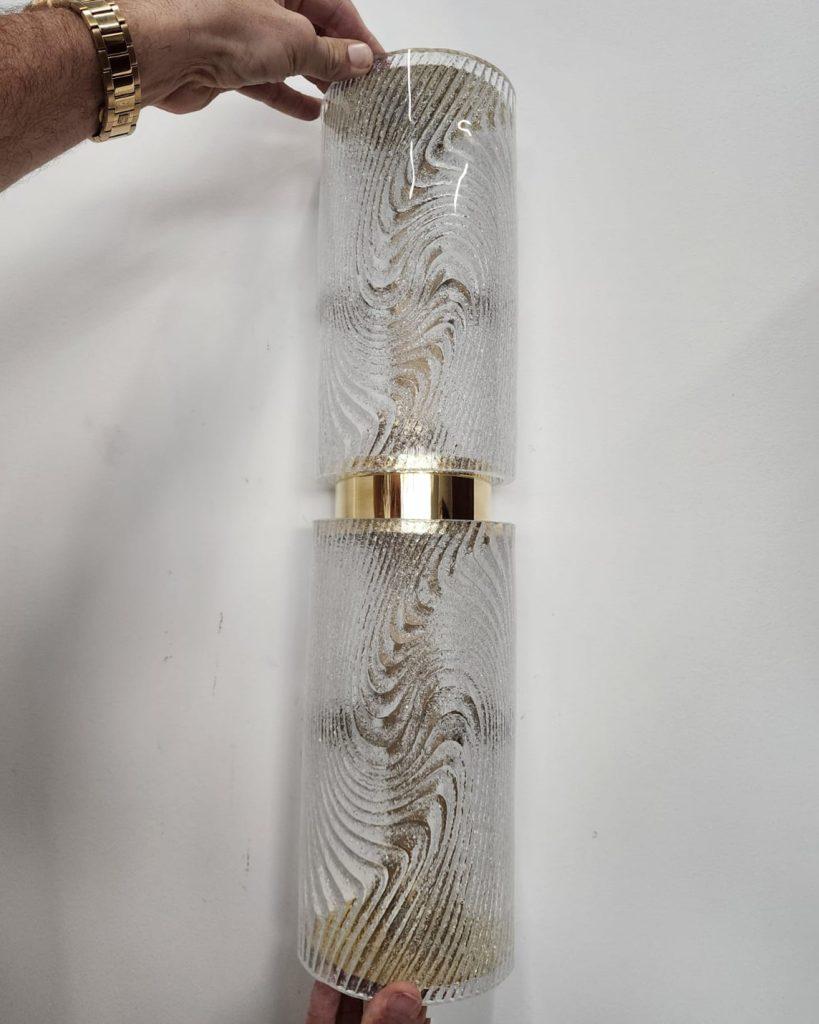 Italian Murano Wall Sconce 'Alessia' in Clear and White Glass For Sale 1