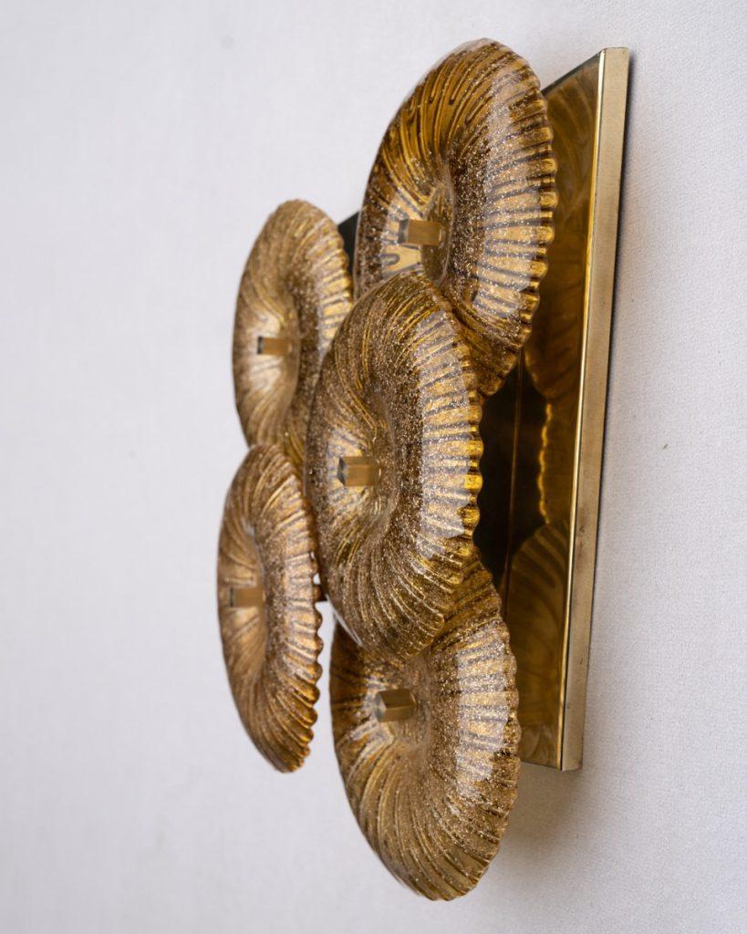 Italian Murano Wall Sconce 'Isabella' in Gold Glass In New Condition For Sale In KEW, AU