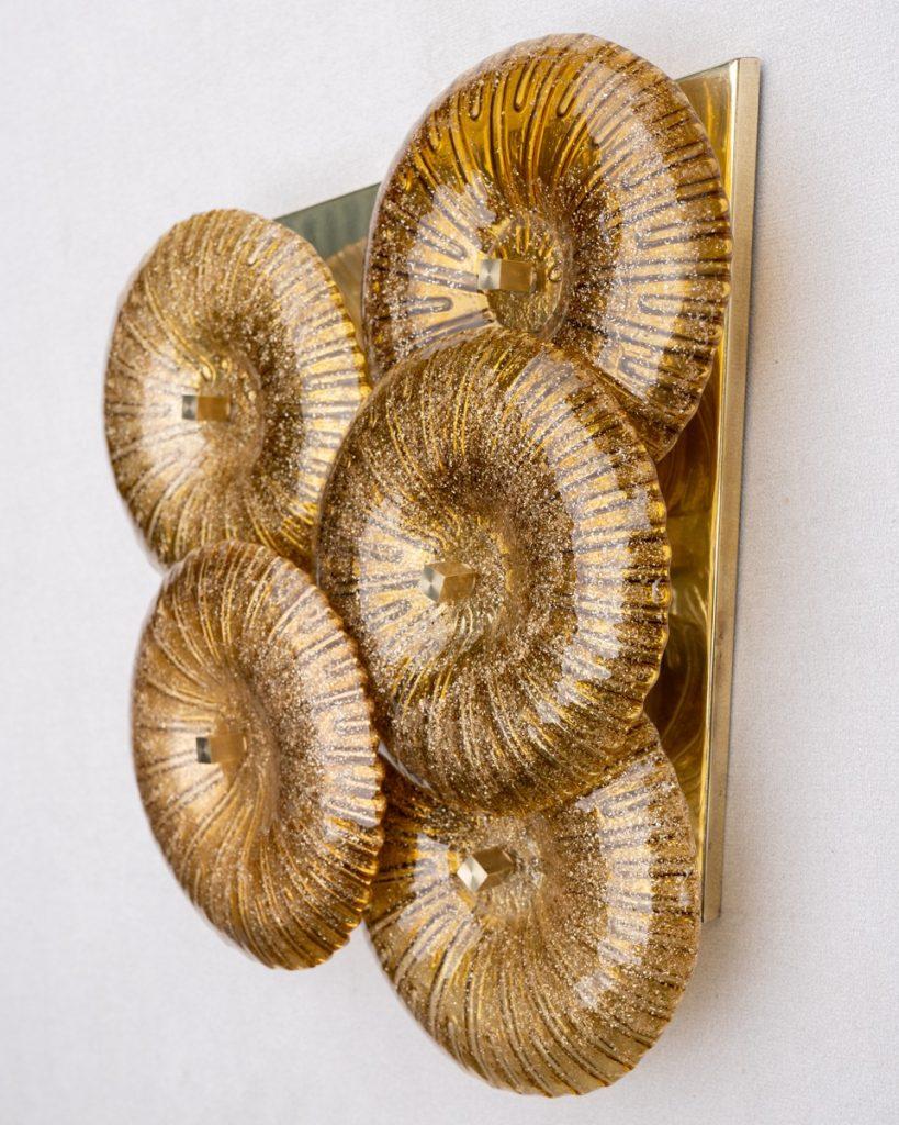 Contemporary Italian Murano Wall Sconce 'Isabella' in Gold Glass For Sale