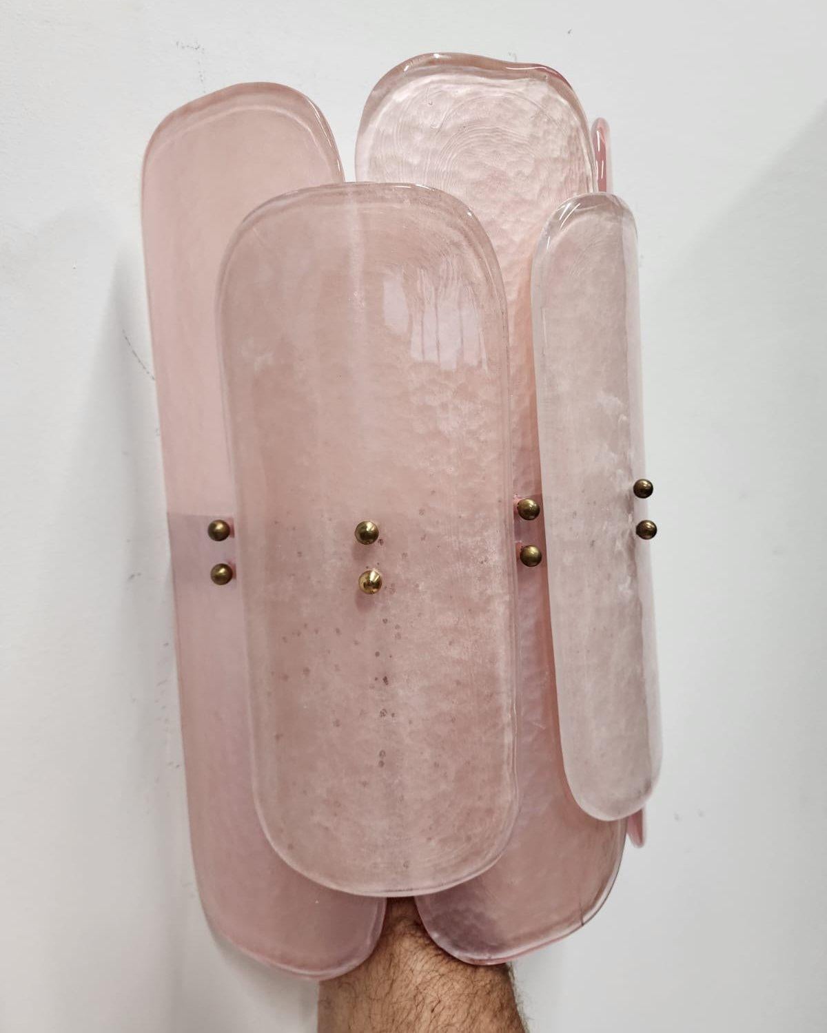 Italian Murano Wall Sconce 'Messina' in Pink Glass In New Condition For Sale In KEW, AU