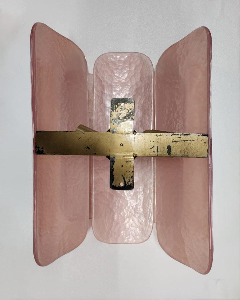 Italian Murano Wall Sconce 'Messina' in Pink Glass For Sale 1