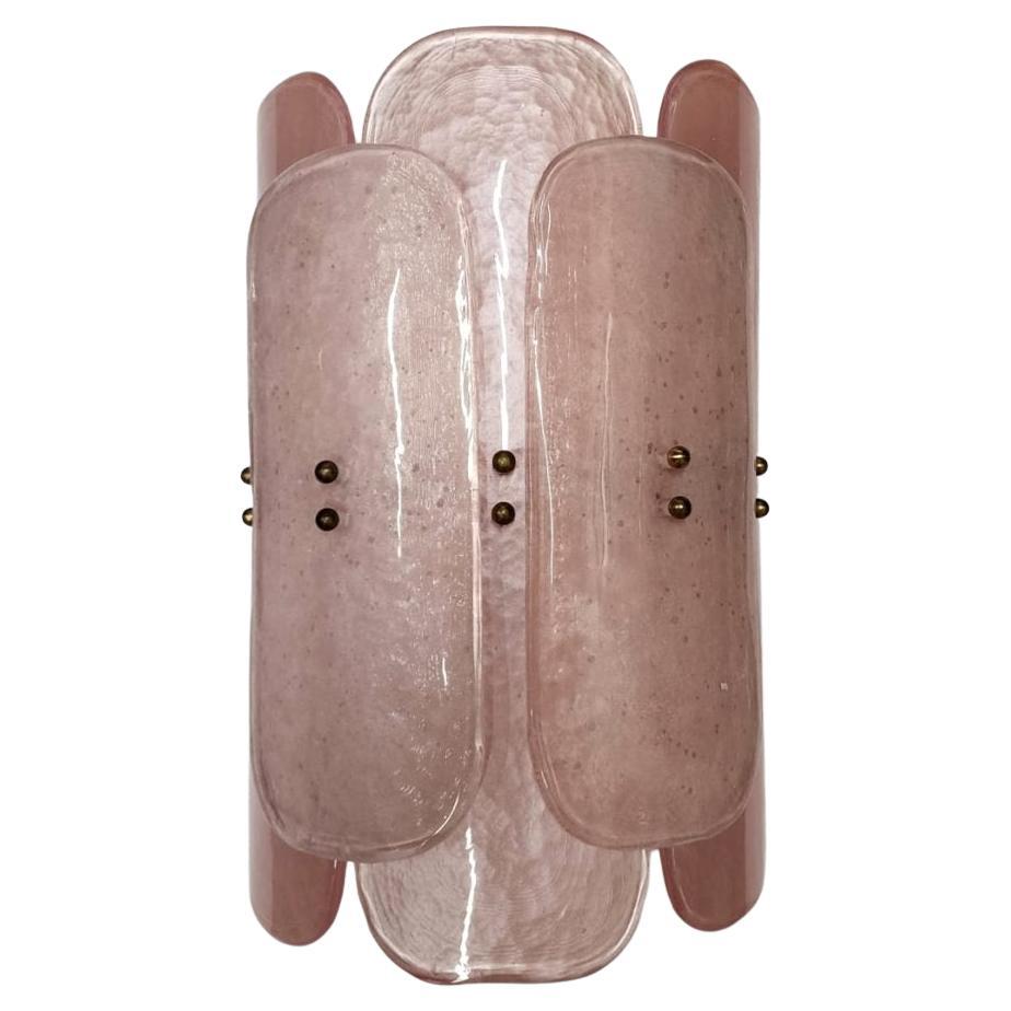 Italian Murano Wall Sconce 'Messina' in Pink Glass For Sale