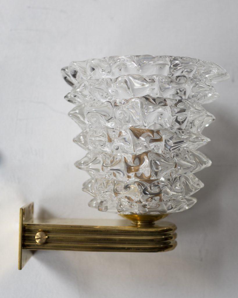 Italian Murano Wall Sconce 'Rostrato' in Clear Glass In New Condition For Sale In KEW, AU